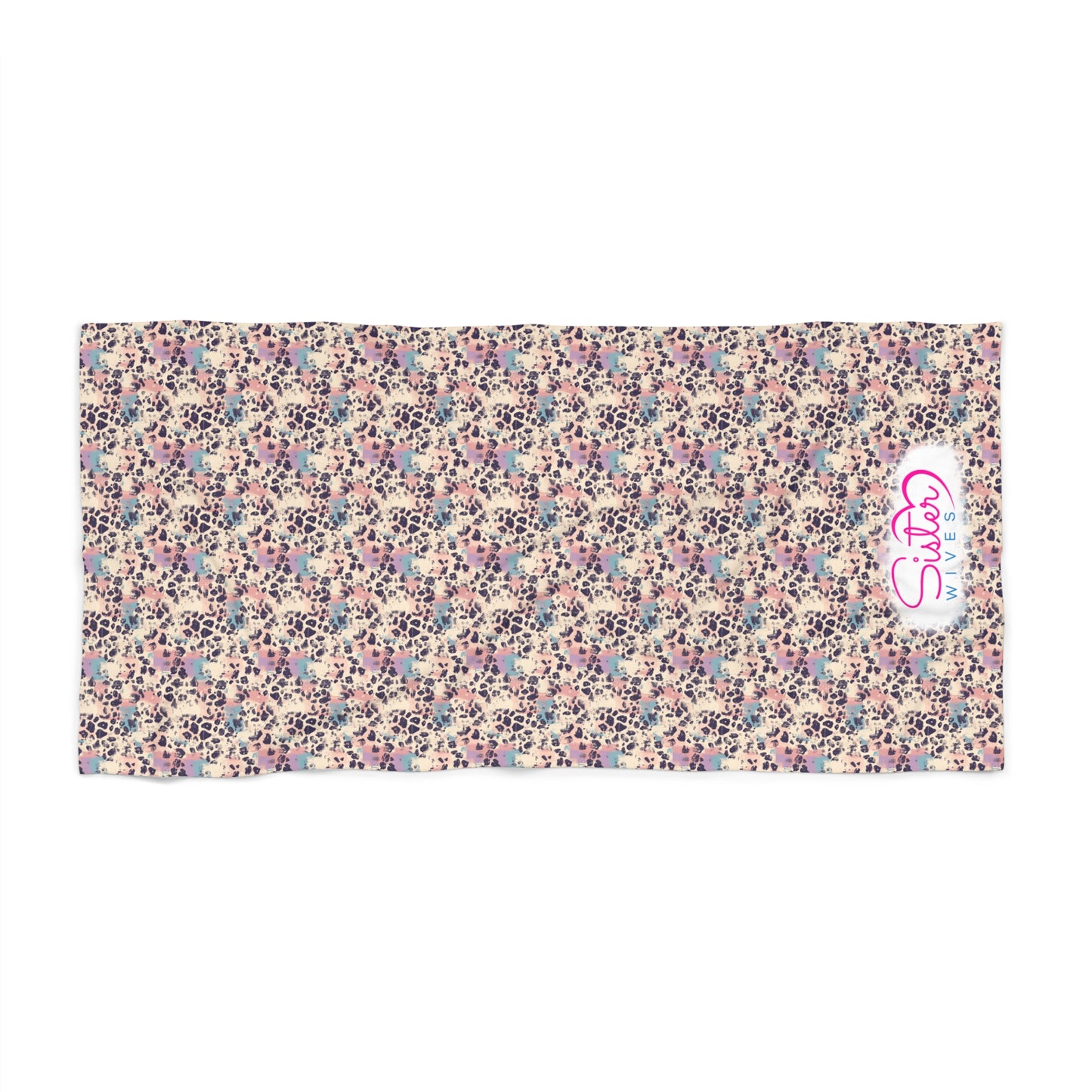 Pastel Leopard Abstract Beach Towel | Polyamory & ENM Friendly | Soft Aesthetic Pool & Beach Towel | Cruise, Resort & Pride Travel Towel | Sisterwives Collection