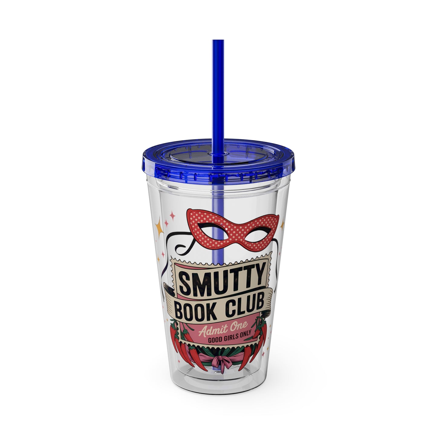 Admit One: Smutty Book Club – 16oz Sunsplash Tumbler | Polyamory Pride Cup | ENM Lifestyle Drinkware | Swinger Aesthetic Travel Cup | Spicy Romance Reader Gift | Poly, Open Relationship,...