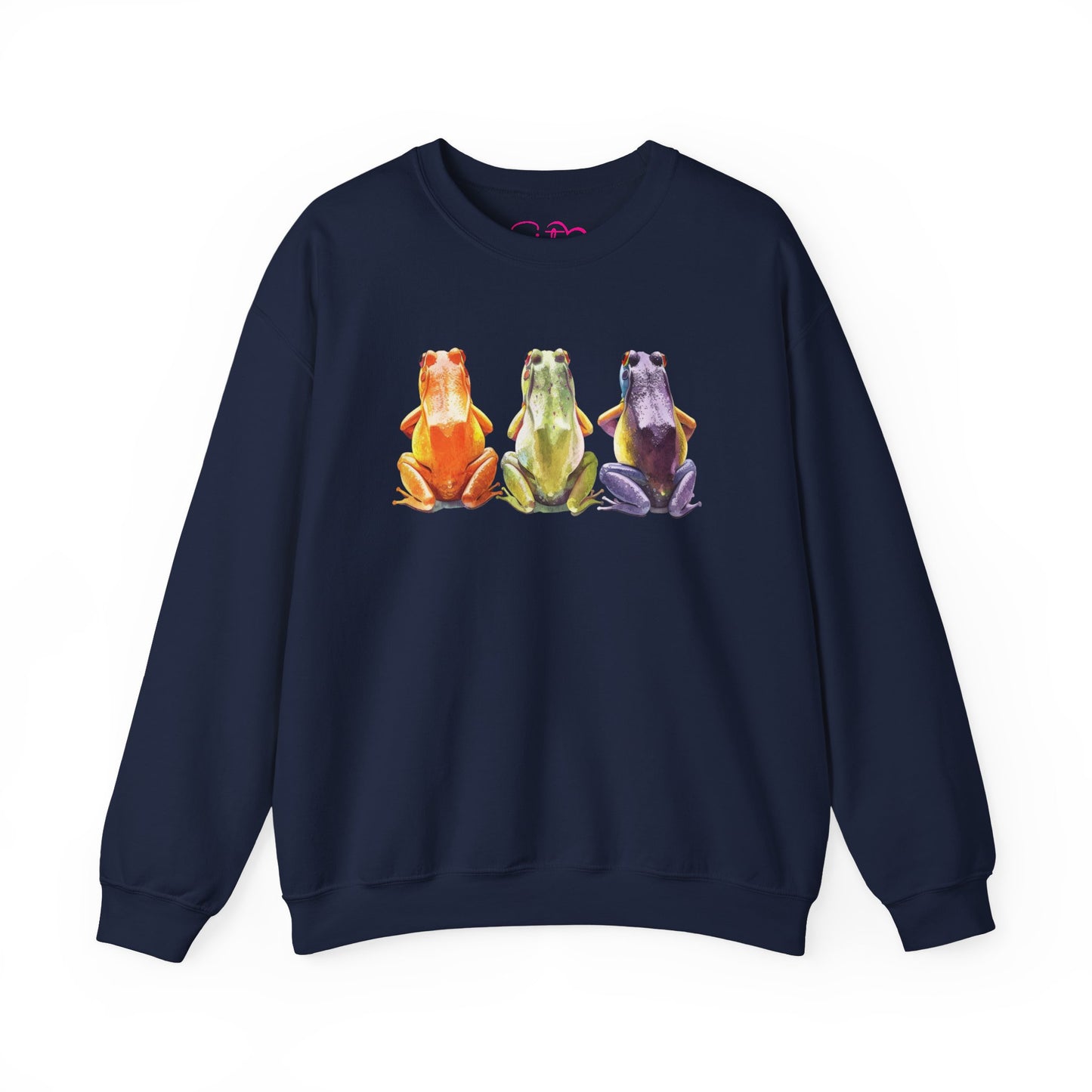Three Frogs Crewneck Sweatshirt | Chosen Family Symbol Pullover | Polyamory & ENM Cozy Apparel | Whimsical Nature Graphic Sweatshirt