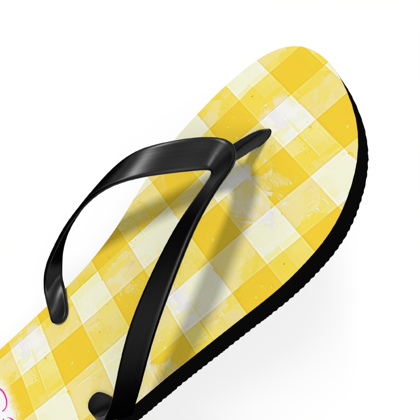 Cute Yellow Gingham Flip Flops for Women | Ethical Non Monogamy Lifestyle Summer Sandals