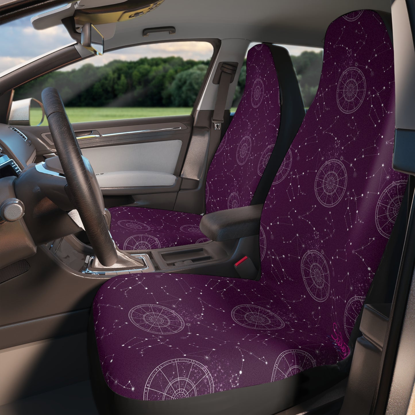 Celestial Polyamory Car Seat Covers – Astrology & Cosmic Interior Decor | ENM, Non-Monogamy & Pride-Friendly Auto Accessories