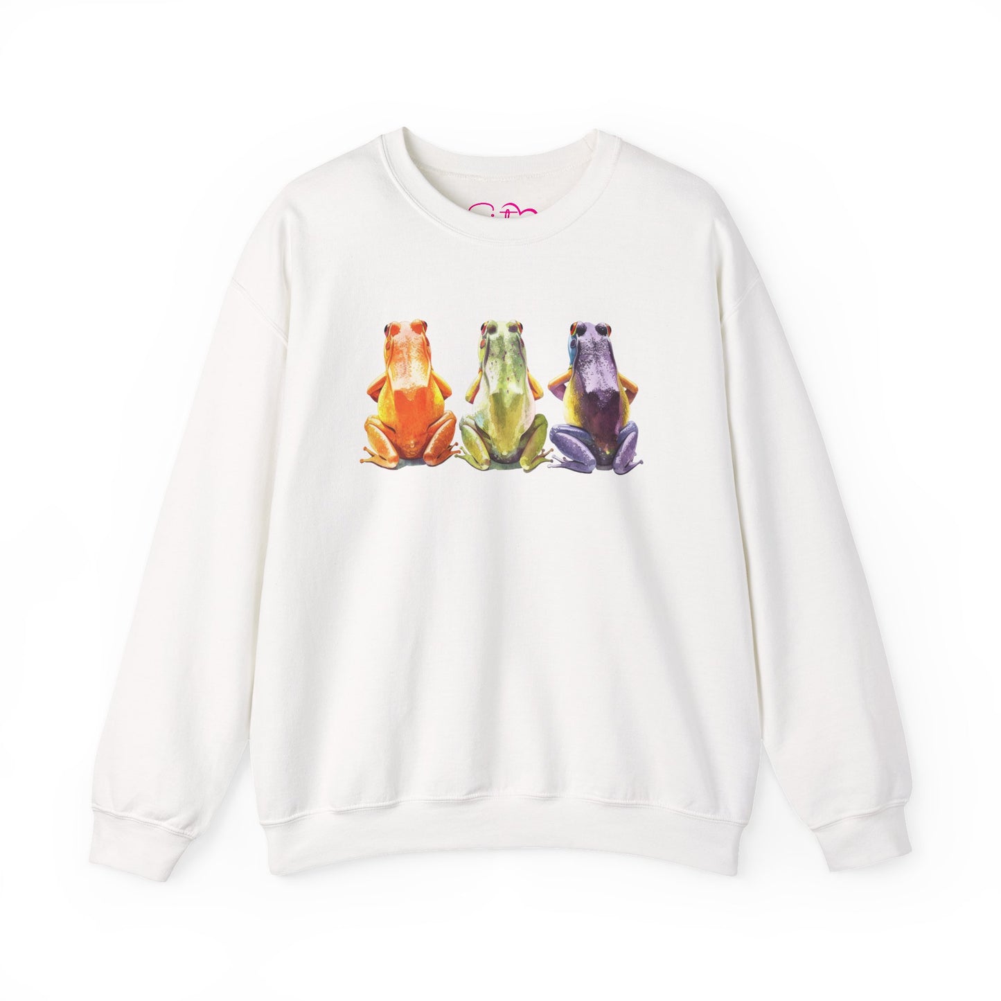 Three Frogs Crewneck Sweatshirt | Chosen Family Symbol Pullover | Polyamory & ENM Cozy Apparel | Whimsical Nature Graphic Sweatshirt