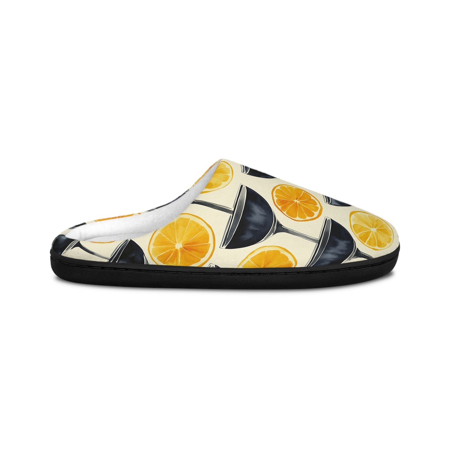 Men’s Cocktail Slippers – Citrus Martini Indoor House Shoes | Polyamory ENM Lifestyle Loungewear | Cozy Non-Slip Slippers