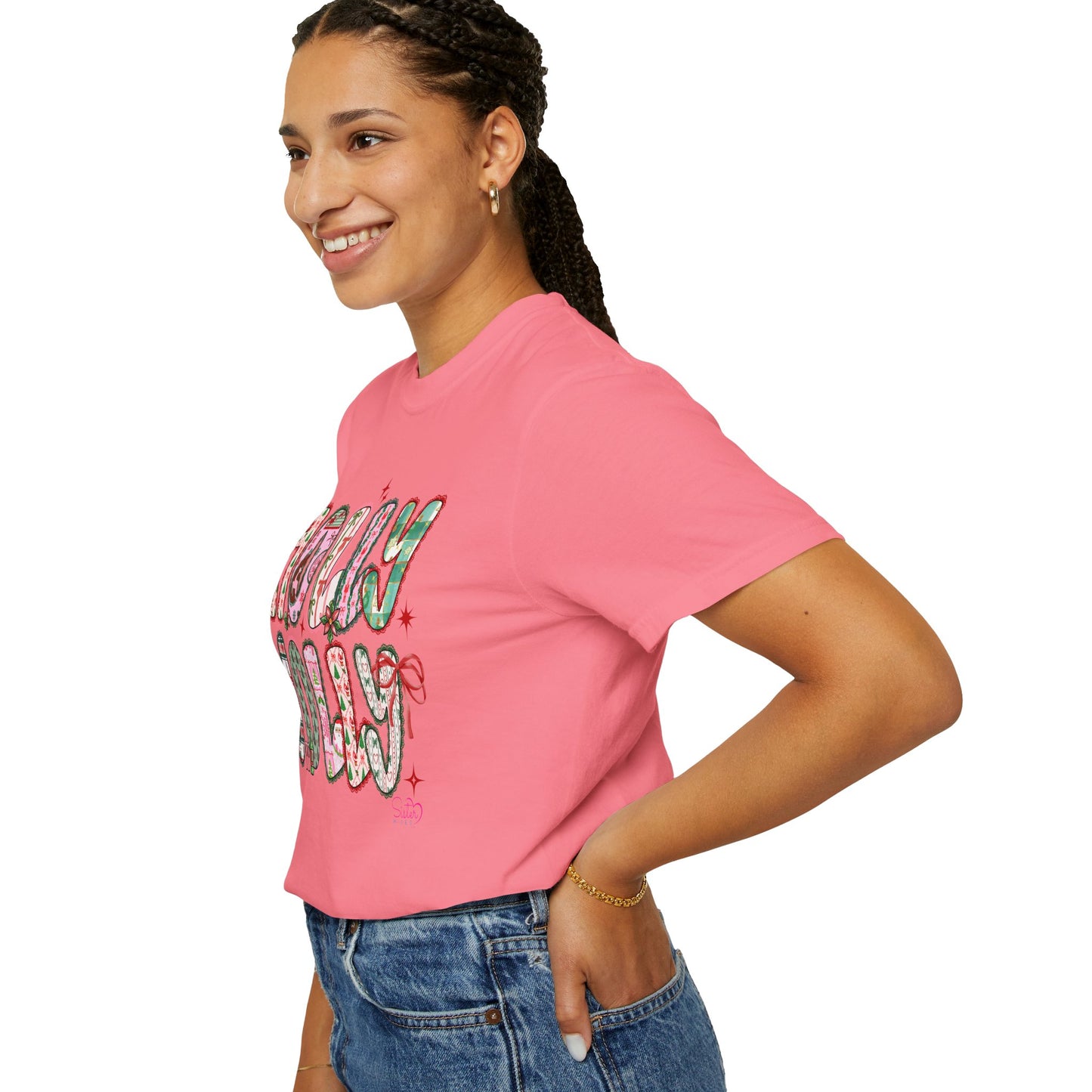 Holly Jolly Holiday Coquette T-Shirt, Unisex Festive Tee, Christmas Shirt, Cute Gift for Her, Holiday Party Wear
