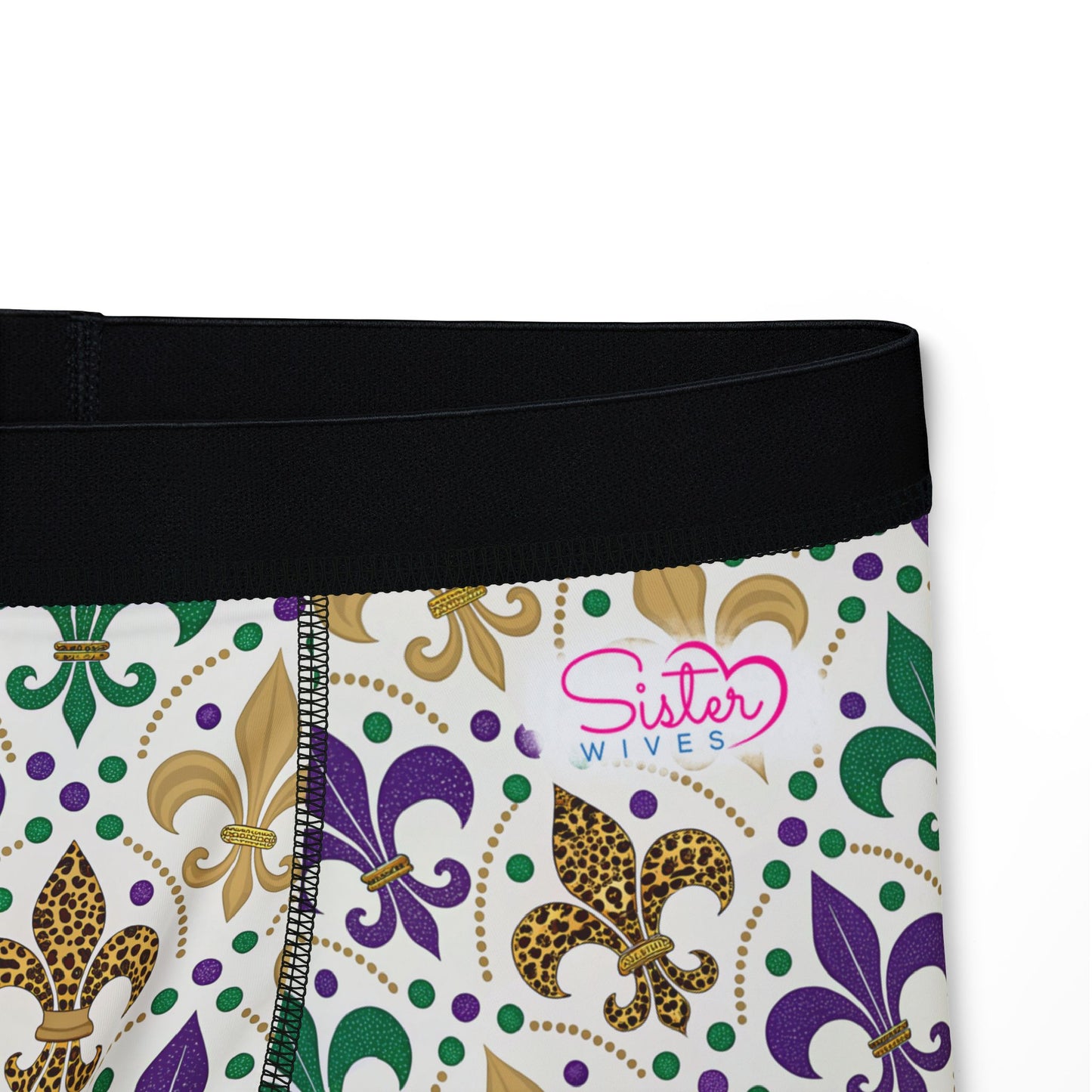 Mardi Gras Cheetah Print Men’s Boxer Briefs | Polyamory ENM Pride Underwear, Matching Couples Underwear