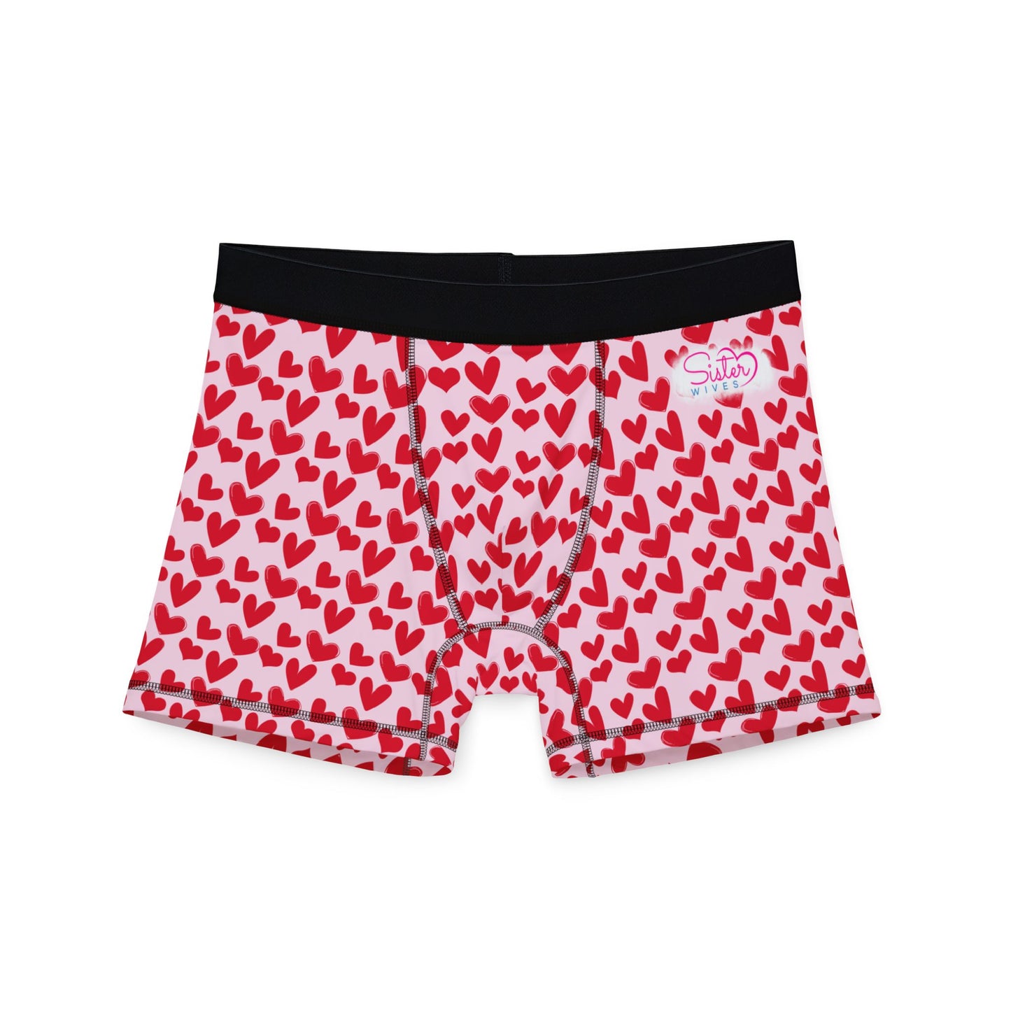 Men’s Heart Print Boxer Briefs – Polyamory & Swinger Friendly Underwear, ENM Pride Boxers, Matching Couples & Pairs Available