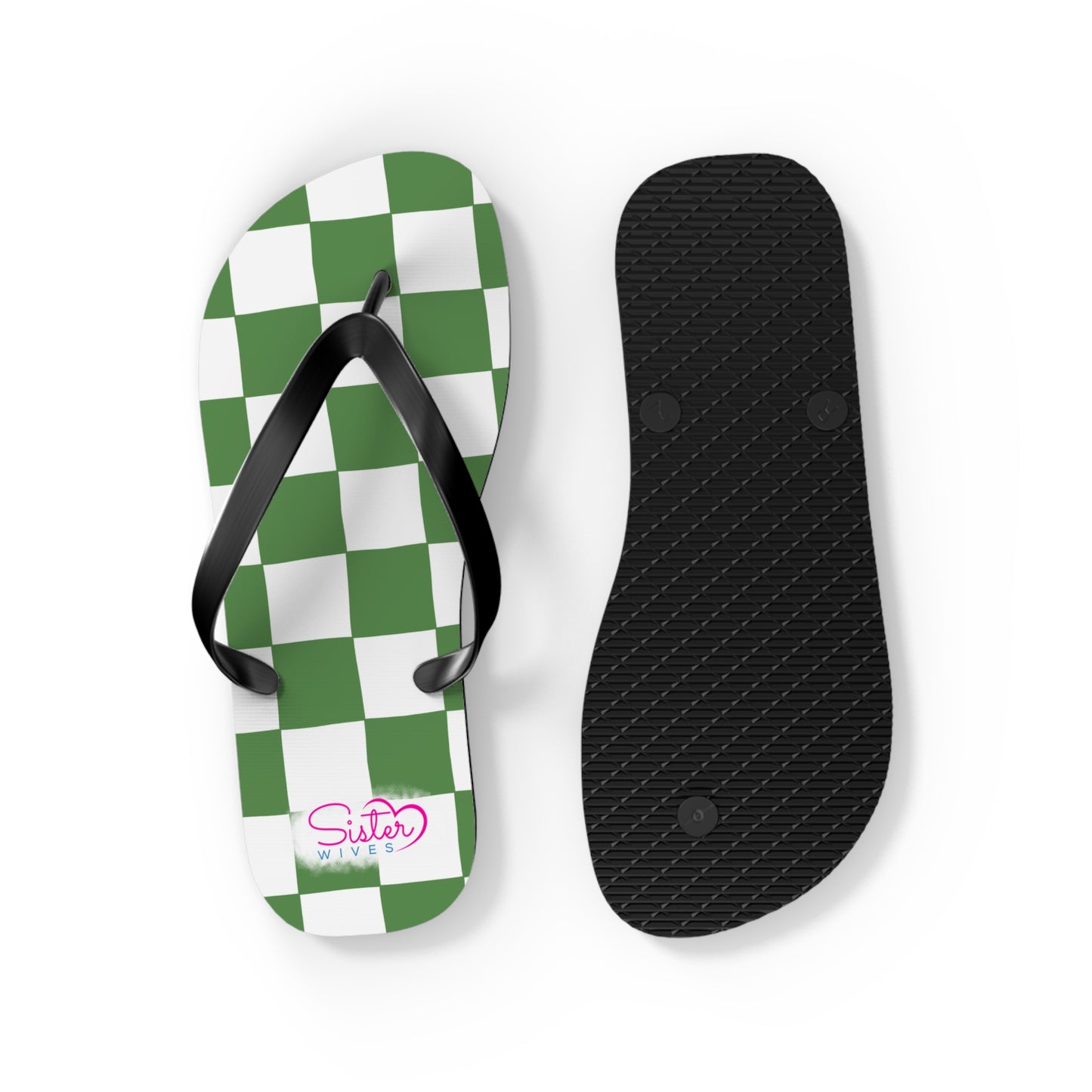 Green Checkered Flip Flops | Summer Sandals for ENM, Poly & Open Relationship Lifestyle