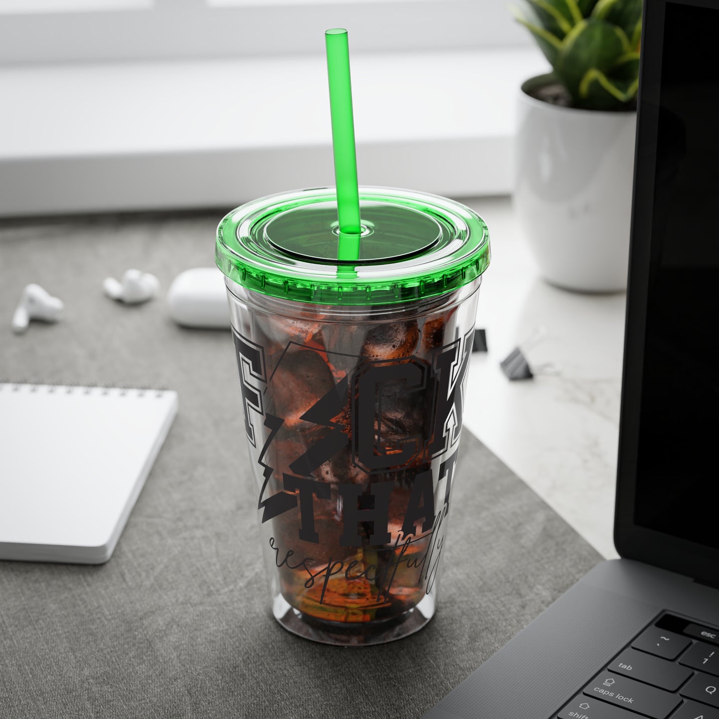 Fuck That, Respectfully” 16oz Sunsplash Tumbler | Funny Sarcastic Humor Cup | Sassy Attitude Drinkware | Bold Statement Travel Tumbler | Snarky Gift
