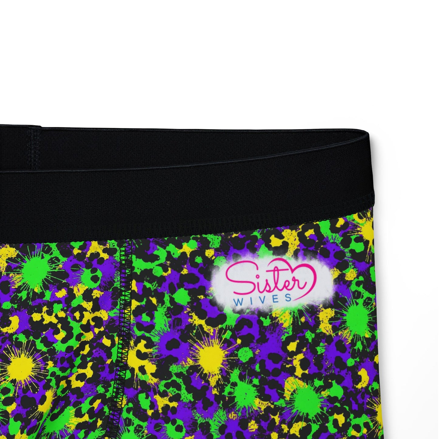 Mardi Gras Cheetah Print Men’s Boxer Briefs | Polyamory ENM Pride Underwear, Matching Couples Underwear
