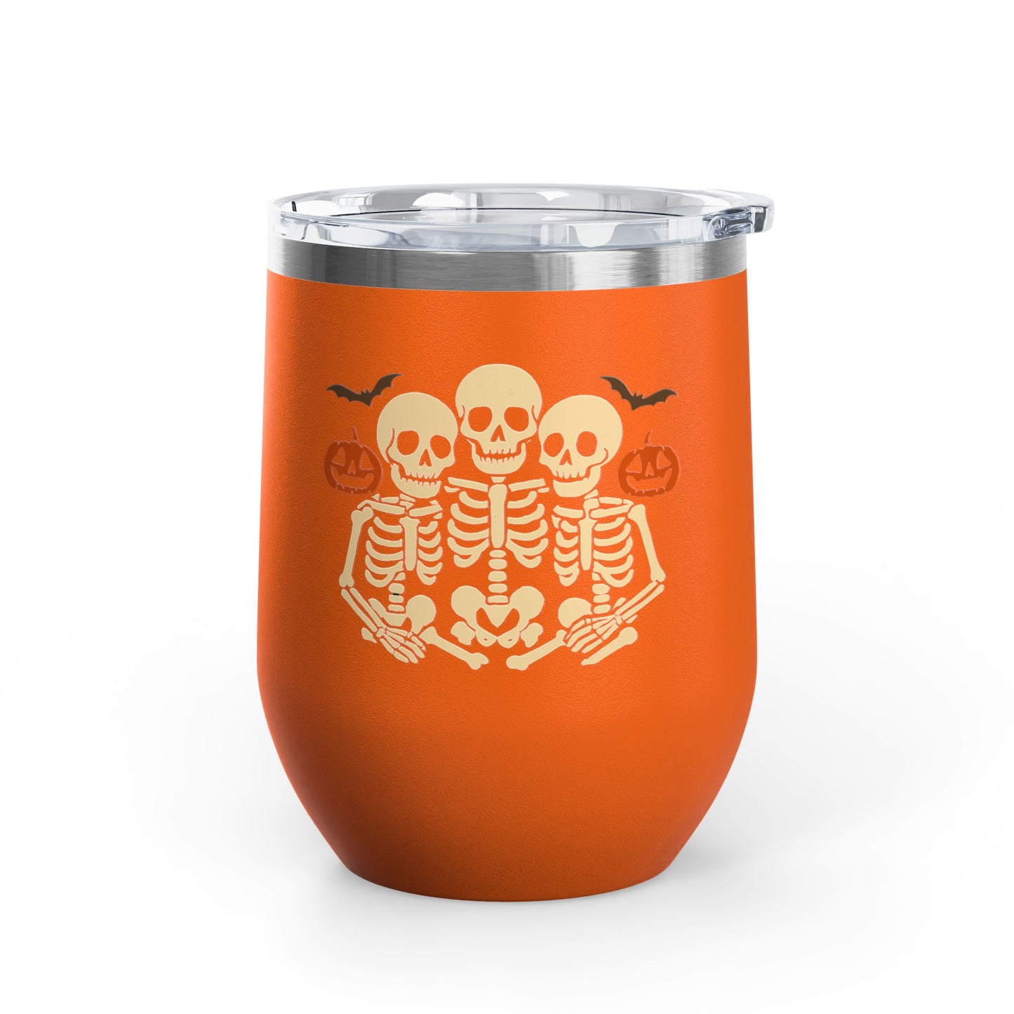 Halloween Skeleton Polyamory Wine Tumbler, Spooky Drinkware for Festive Parties, Perfect gift for wine lovers, Trick or Treat, Fall Celebrations