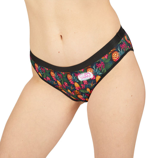 Sisterwives Tropical Pineapple & Floral Women’s Panties Vibrant Lingerie, Comfortable Underwear, Fun Gift for Her