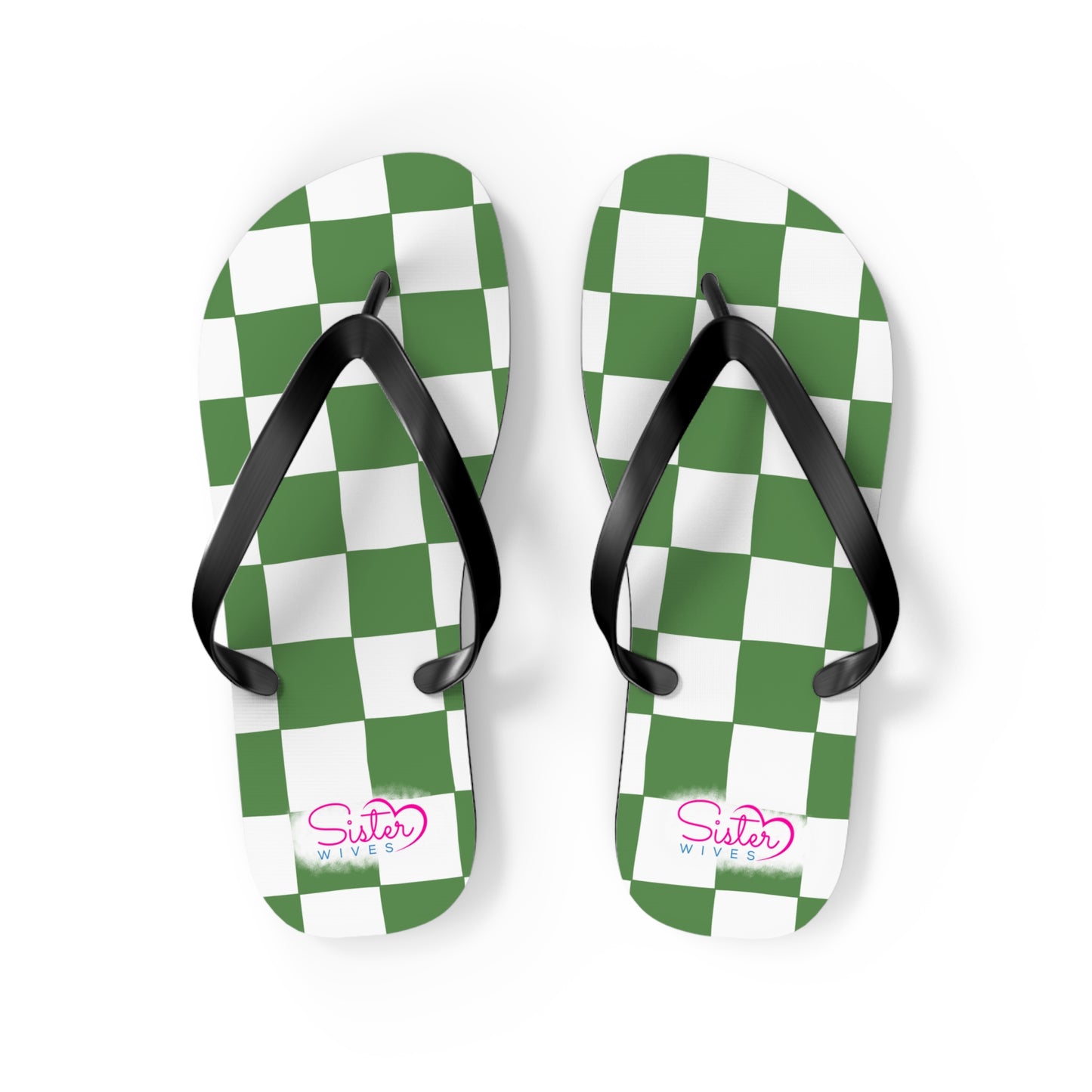 Green Checkered Flip Flops | Summer Sandals for ENM, Poly & Open Relationship Lifestyle