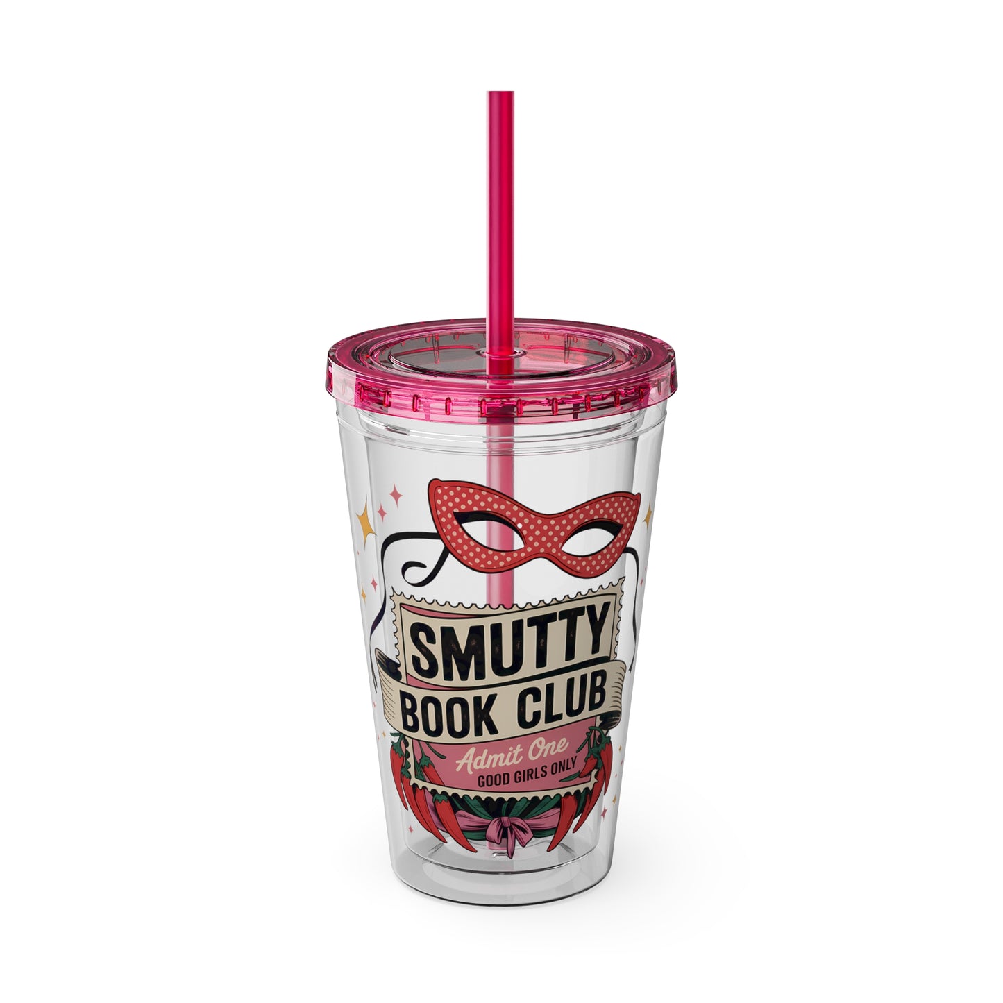 Admit One: Smutty Book Club – 16oz Sunsplash Tumbler | Polyamory Pride Cup | ENM Lifestyle Drinkware | Swinger Aesthetic Travel Cup | Spicy Romance Reader Gift | Poly, Open Relationship,...