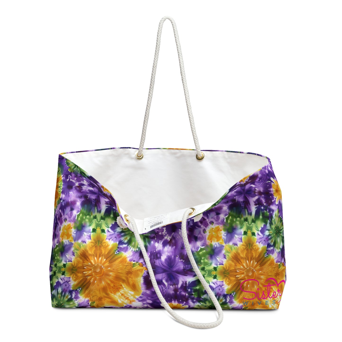 Mardi Gras Tie-Dye Weekender Bag | Polyamory ENM Friendly Travel Tote | Matching Couple & Throuple Overnight Bag | Festival & Cruise Carryall