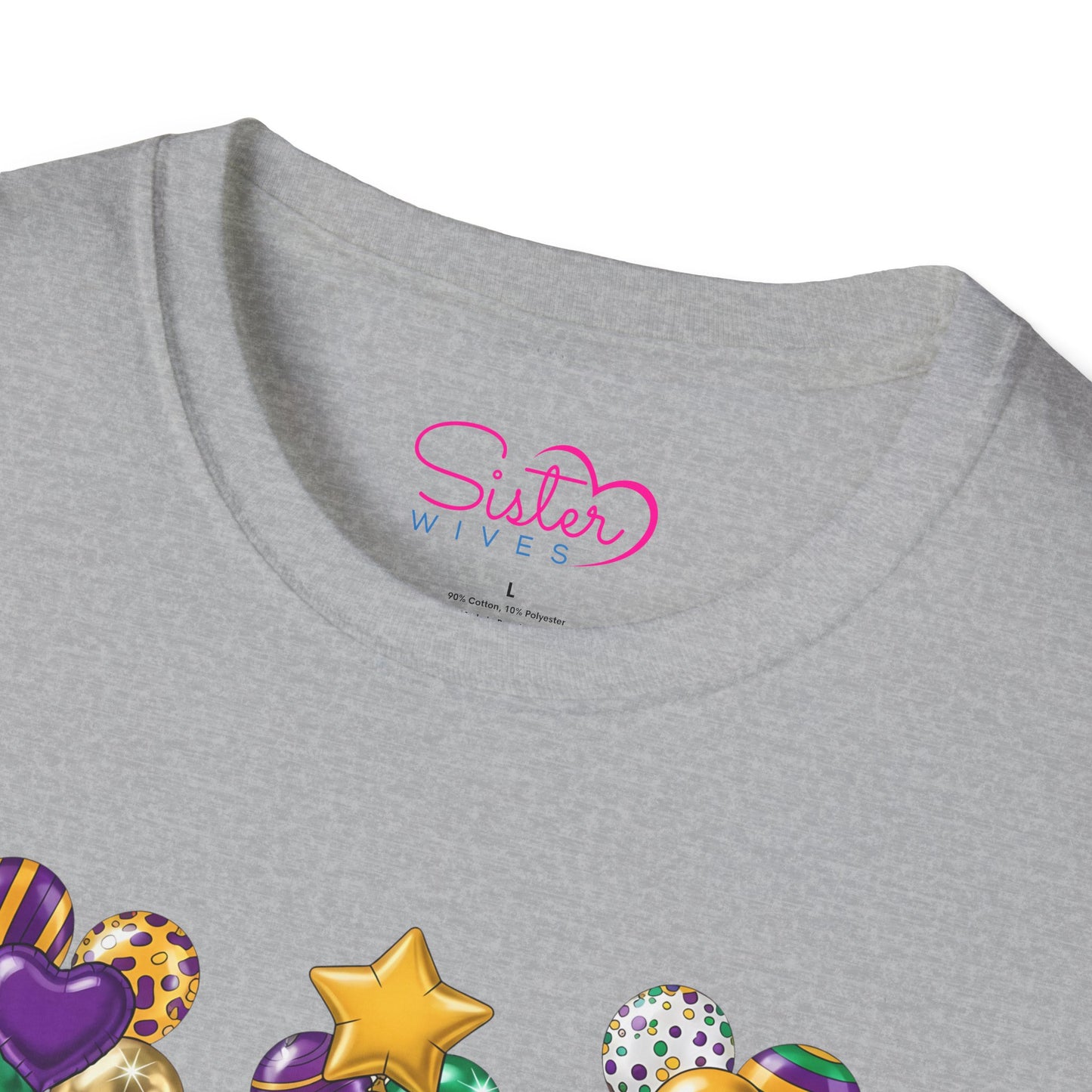 Mardi Gras Throuple Gnome T-Shirt | Polyamory ENM Pride Tee | Festive Gnome Graphic Shirt | Chosen Family Swinger Lifestyle Apparel