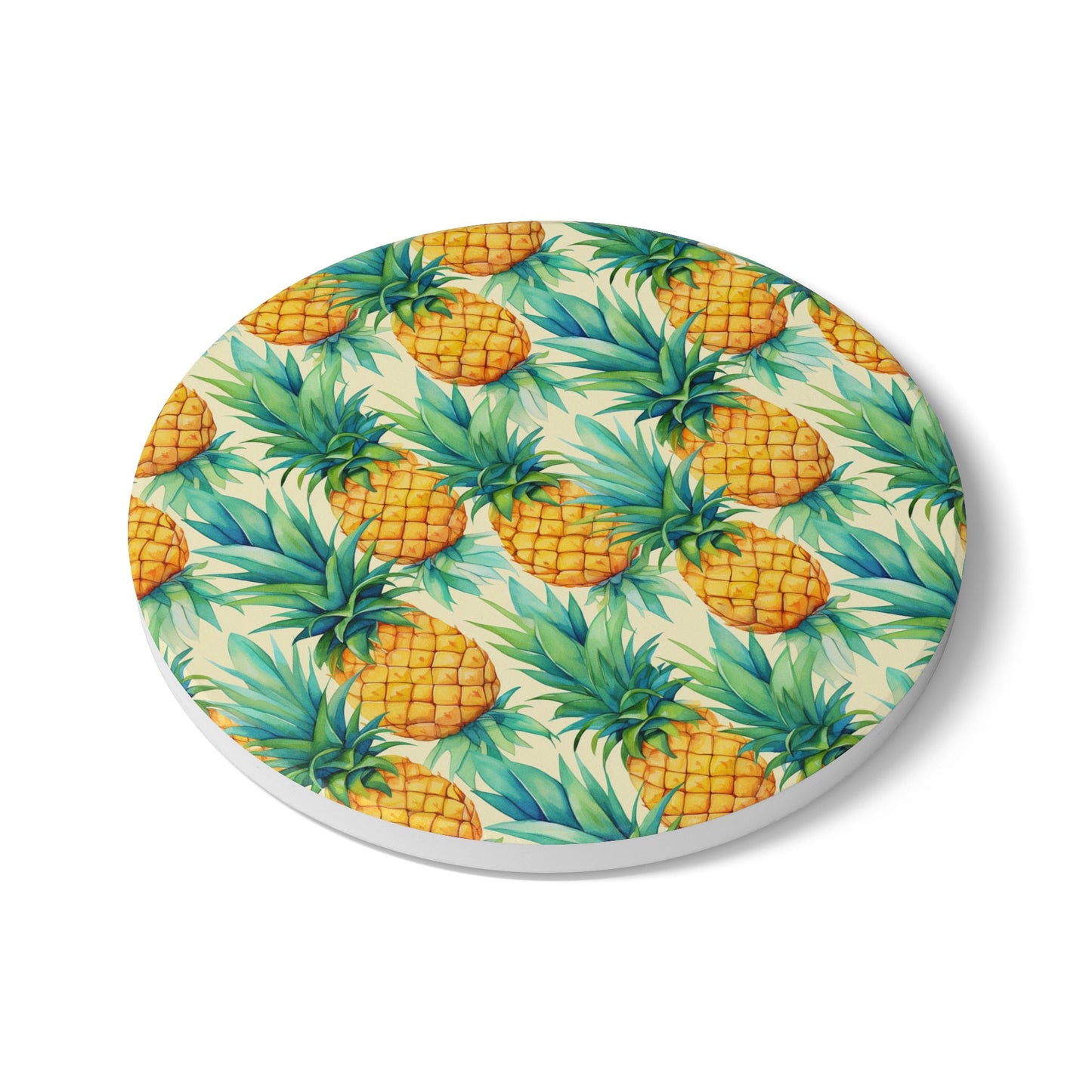 Upsidedown Tropical Pineapple Coaster Set - Fun Summer Drink Coaster, Home Bar Decor, Tropical Party Supplies, Gift for Beach Lovers, Kitchen Accessory