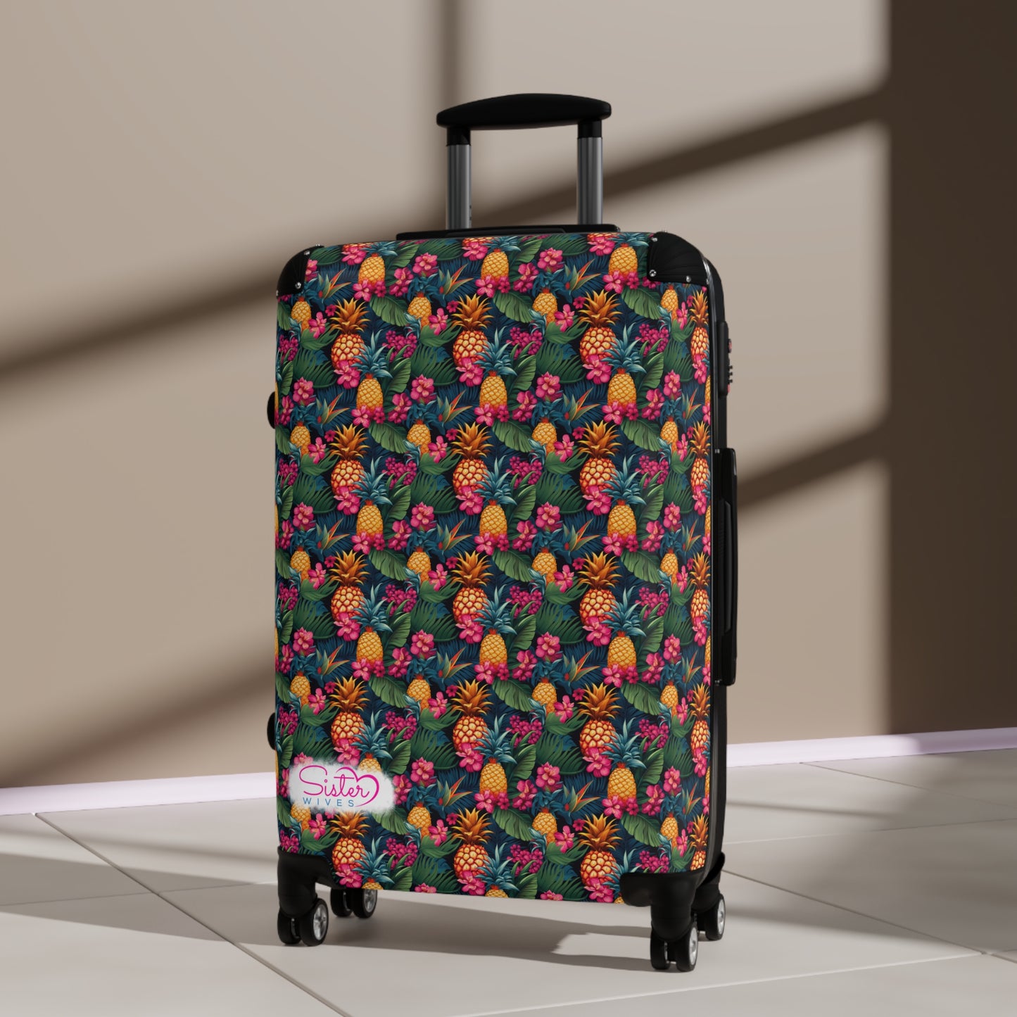 SisterWives Tropical Pineapple Suitcase - Luggage, Travel Gear, Vacation Essential, Summer Adventure Bag, Stylish Travel Accessory