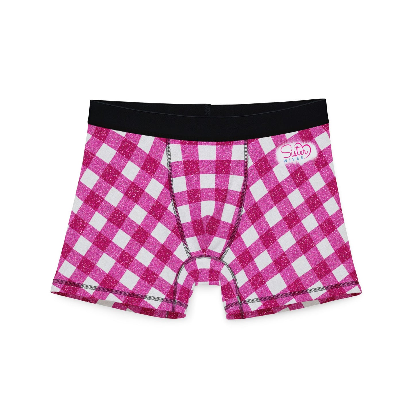 Men’s Valentine’s Gingham Boxer Briefs – Pink Checkered Boxers, Polyamory & Swinger Friendly Underwear, ENM Pride, Matching Couples Sets Available