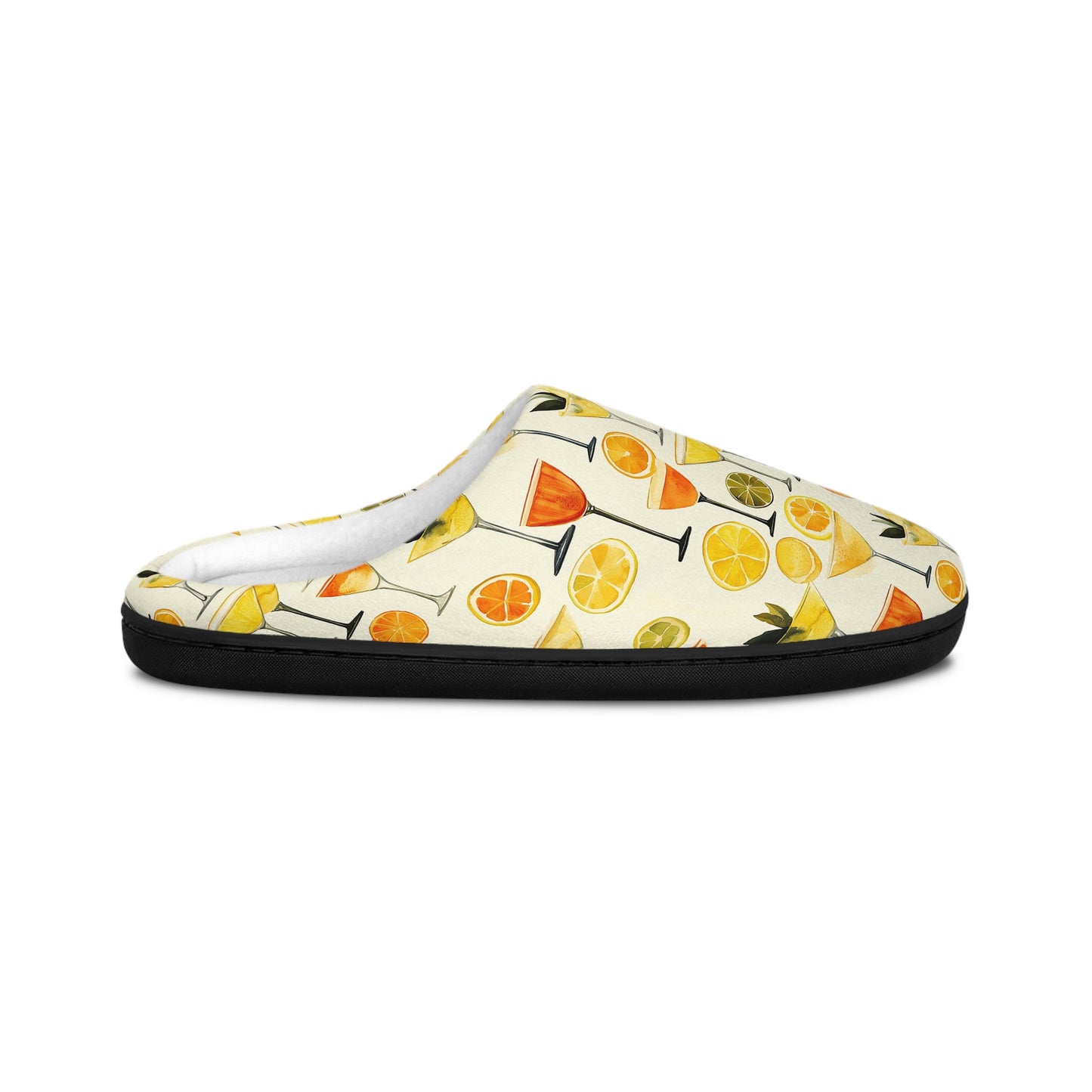 Men’s Cocktail Slippers – Citrus Martini Indoor House Shoes | Polyamory ENM Lifestyle Loungewear | Cozy Non-Slip Slippers