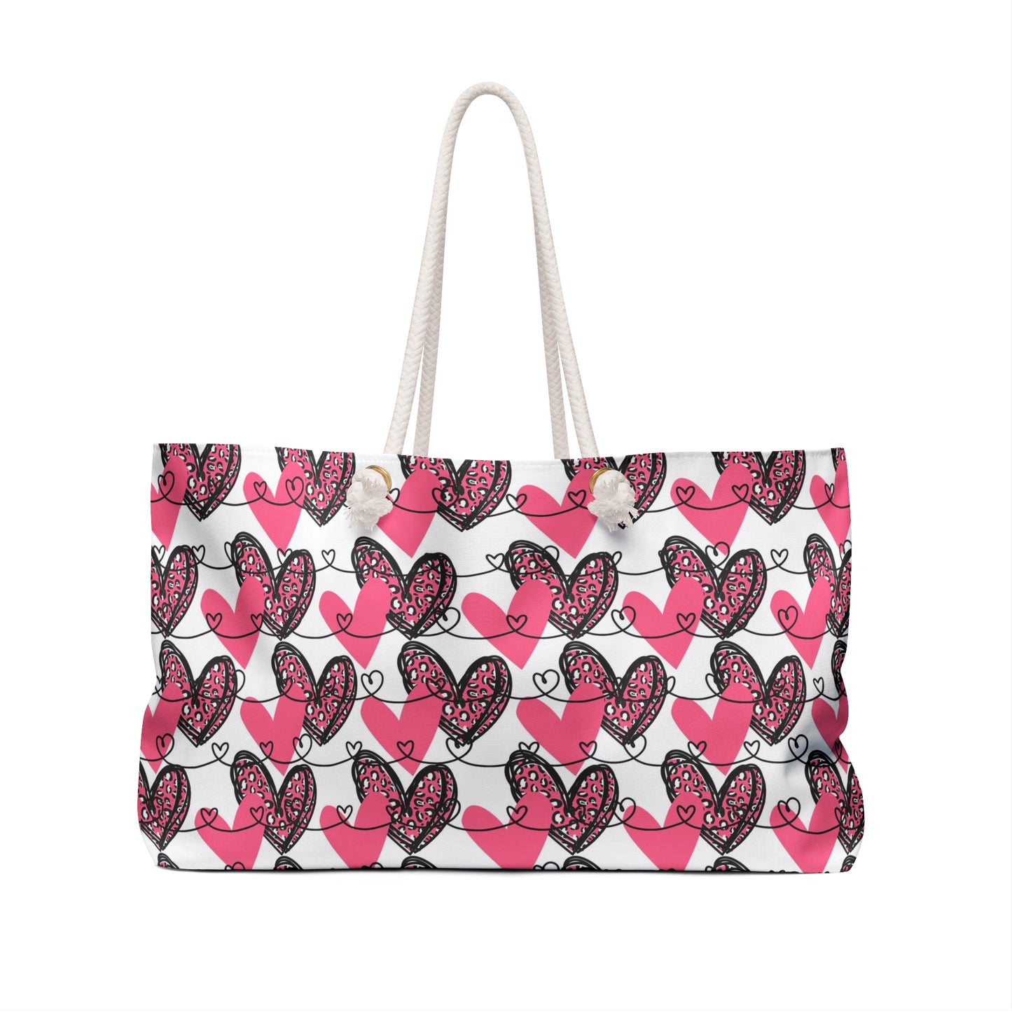 Valentine Weekender Bag Pink Hearts Cheetah Print Travel Tote | Love Pattern Overnight Bag | Cute Valentine Getaway Bag