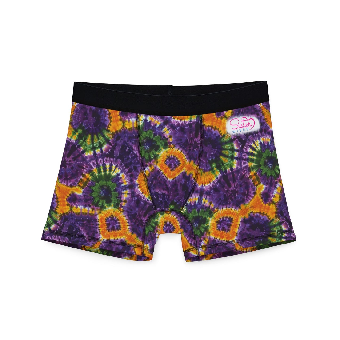 Mardi Gras Tie-Dye Men’s Boxer Briefs | Polyamory ENM Pride Underwear | Ethical Non-Monogamy Lifestyle Boxers | Colorful Festival-Inspired Men’s Underwear