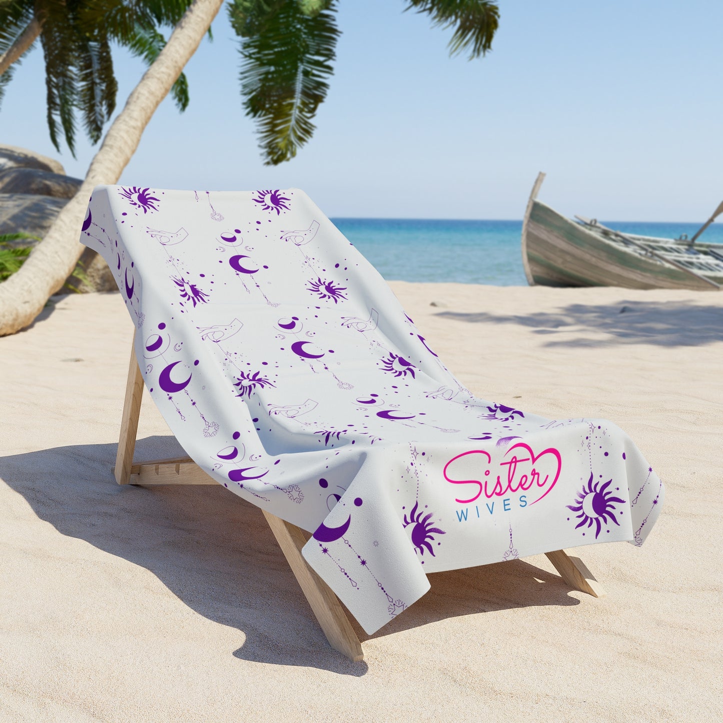 Celestial Zodiac Polyamory Beach Towel | ENM & Non-Monogamy Friendly Astrology, Zodiac & Magical Aesthetic Pool Towel