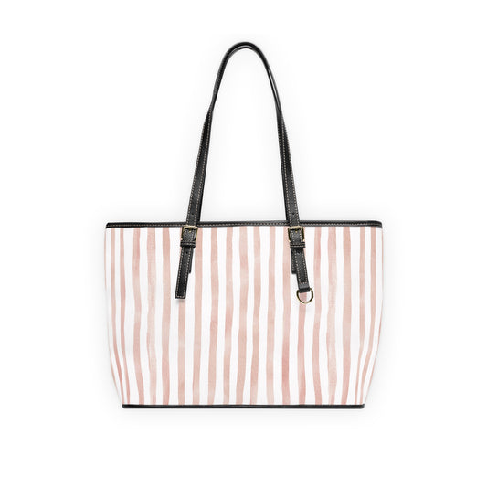 XL Stripe Shoulder Purse – Polyamory Sisterwives ENM Friendly Tote | Swinger Lifestyle Handbag | Soft Blush Minimalist Weekend Bag