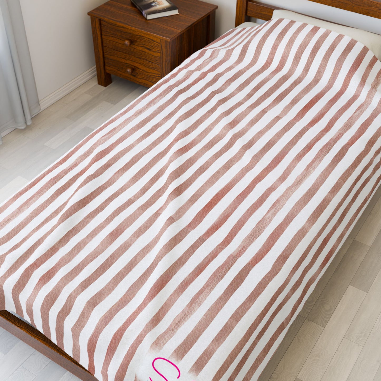 Soft Stripe Throw Blanket – Polyamory Sisterwives ENM Friendly Home Decor | Swinger Lifestyle Cozy Blanket | Minimalist Blush Stripe Throw