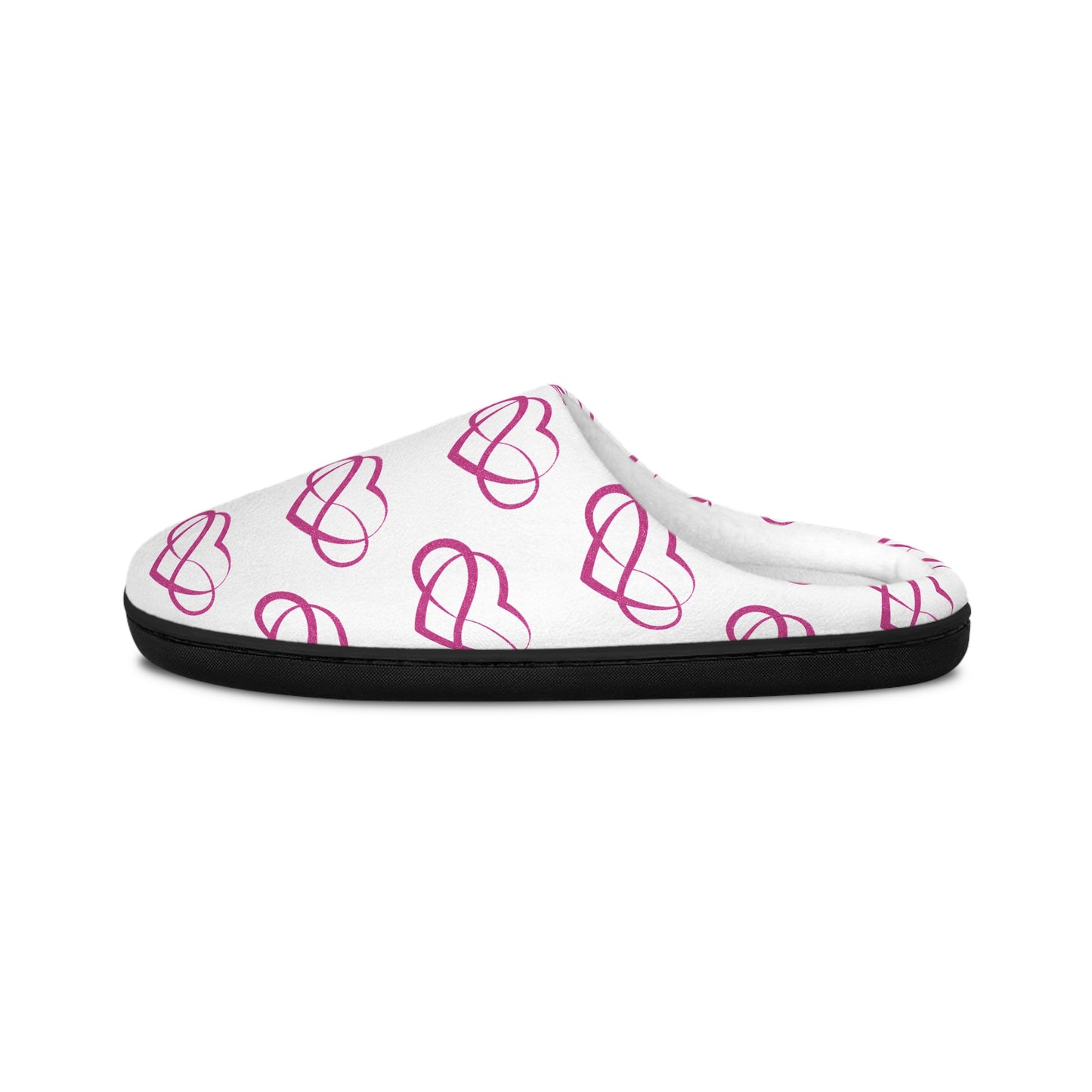 Women's Pink Infinity Heart Indoor Slippers — Cozy Slip-On House Shoes