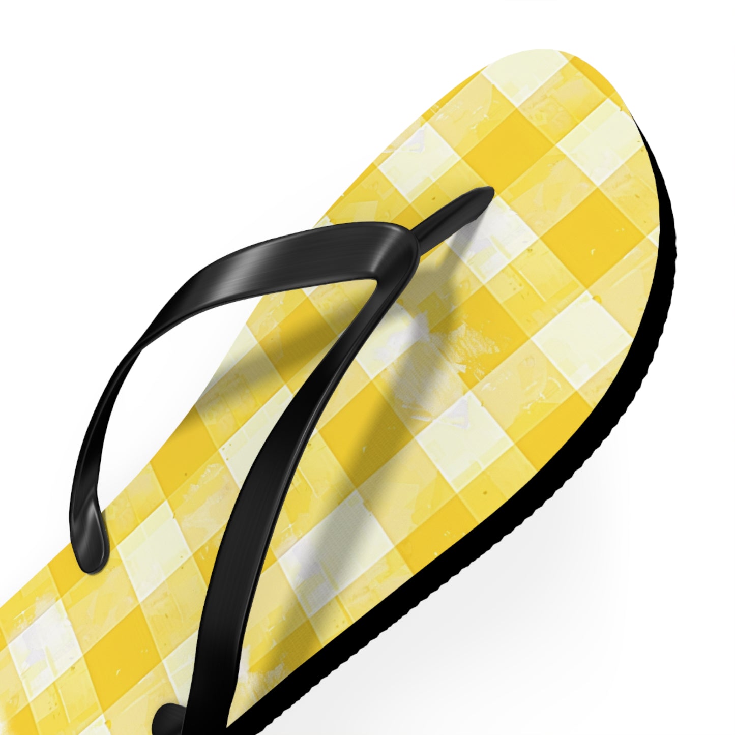 Cute Yellow Gingham Flip Flops for Women | Ethical Non Monogamy Lifestyle Summer Sandals
