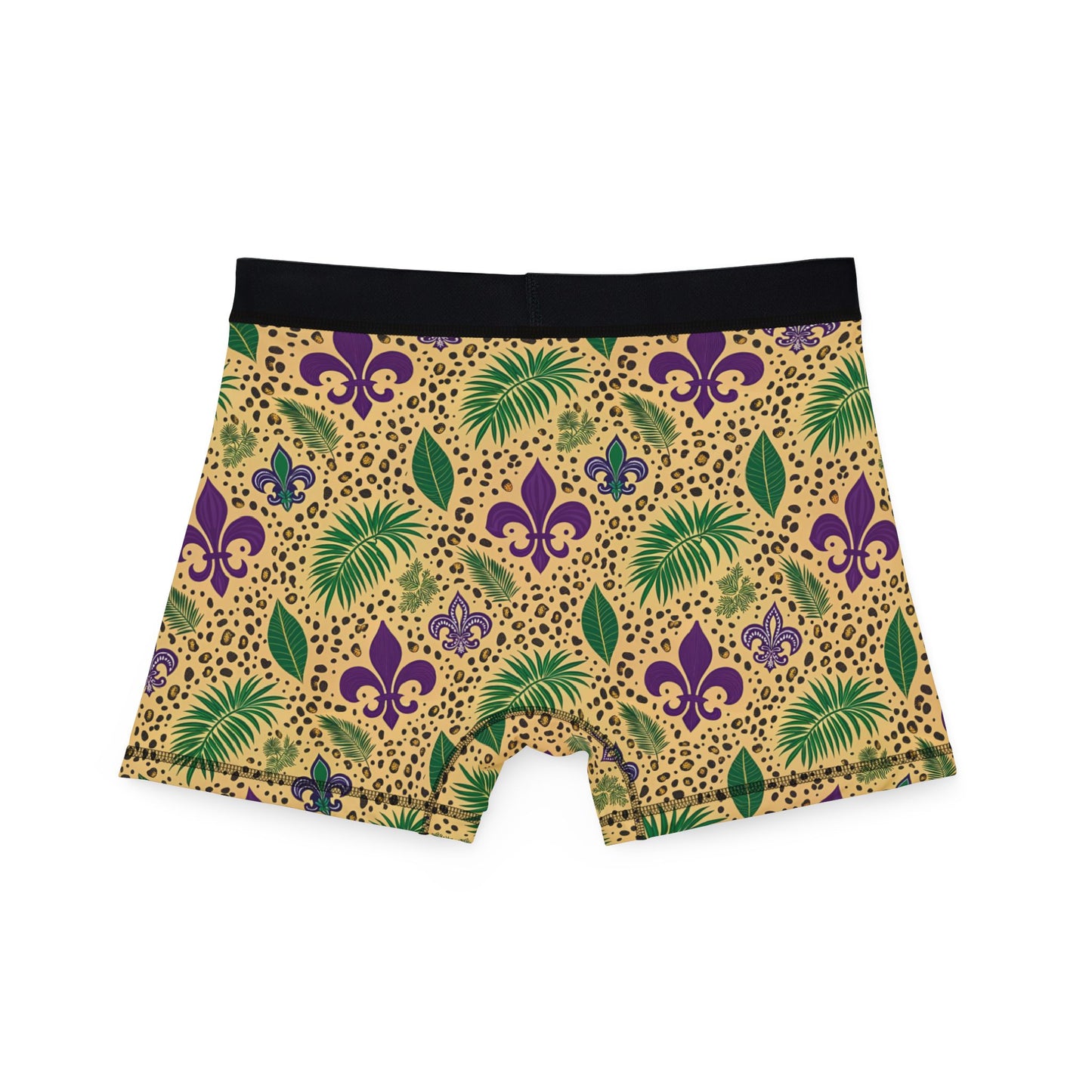 Mardi Gras Cheetah Print Men’s Boxer Briefs | Polyamory ENM Pride Underwear, Matching Couples Underwear