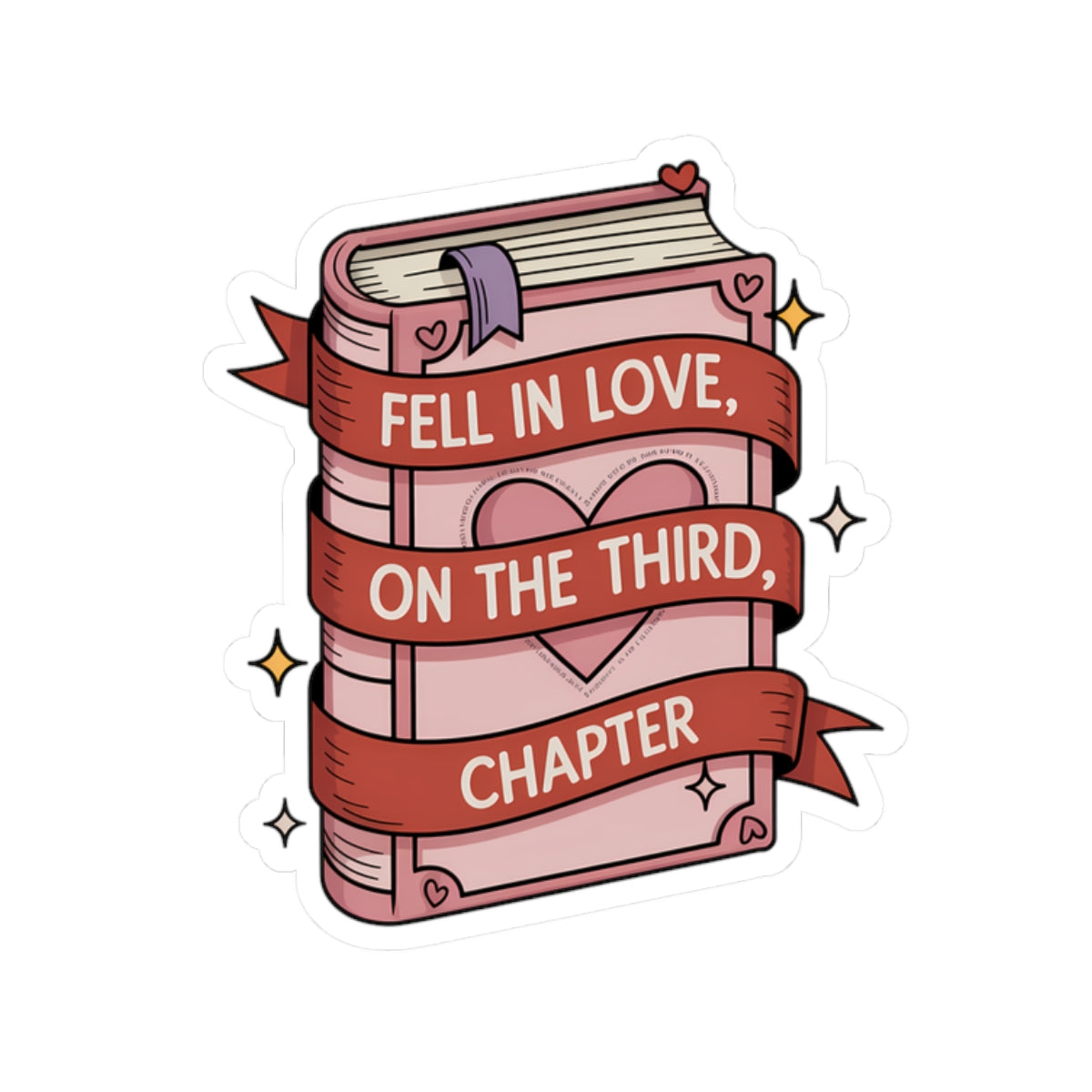 Fell in Love on the Third Chapter Sticker – Polyamory Throuple Vinyl Decal, ENM Pride Book Lover Sticker, Non-Monogamy Romance Kiss-Cut Sticker