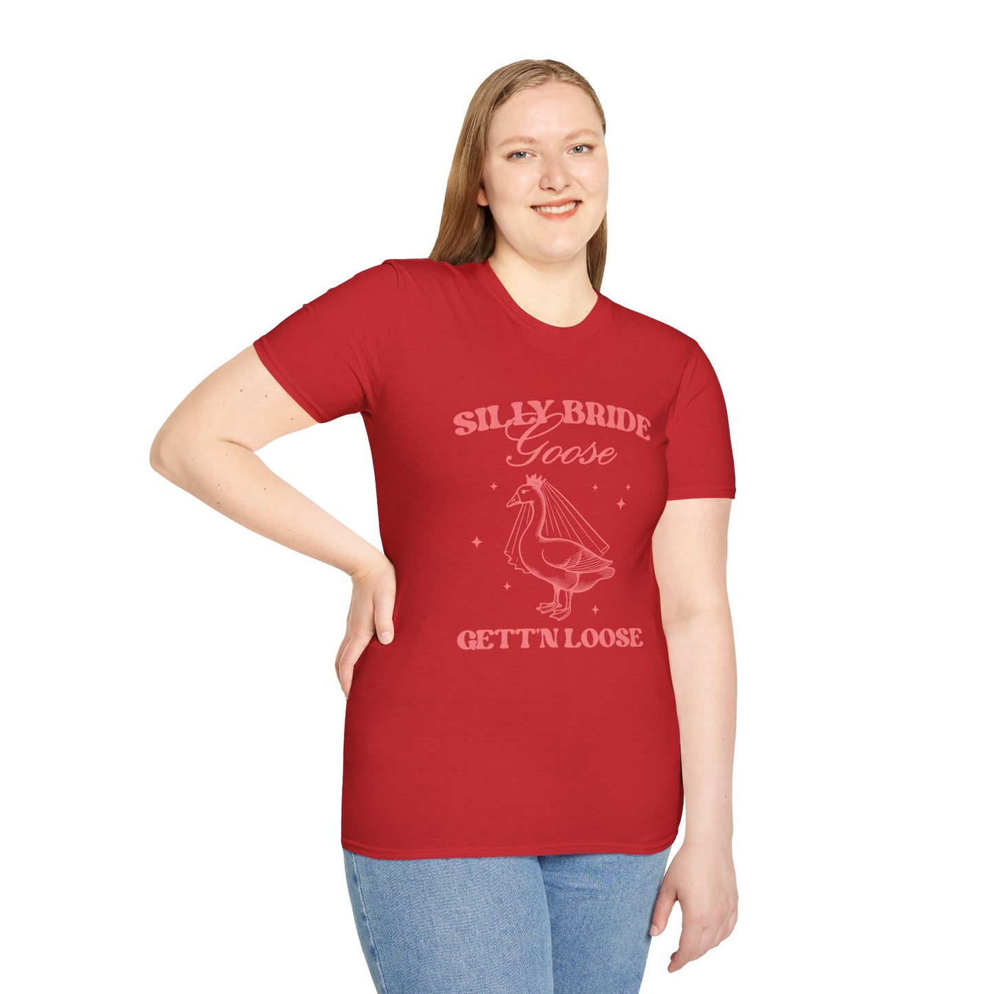 Silly Bride Goose Gettin Loose Shirt – Funny Bachelorette Party Tee, Bride Humor Wedding Shirt, Poly-Friendly Unisex Gildan 64000