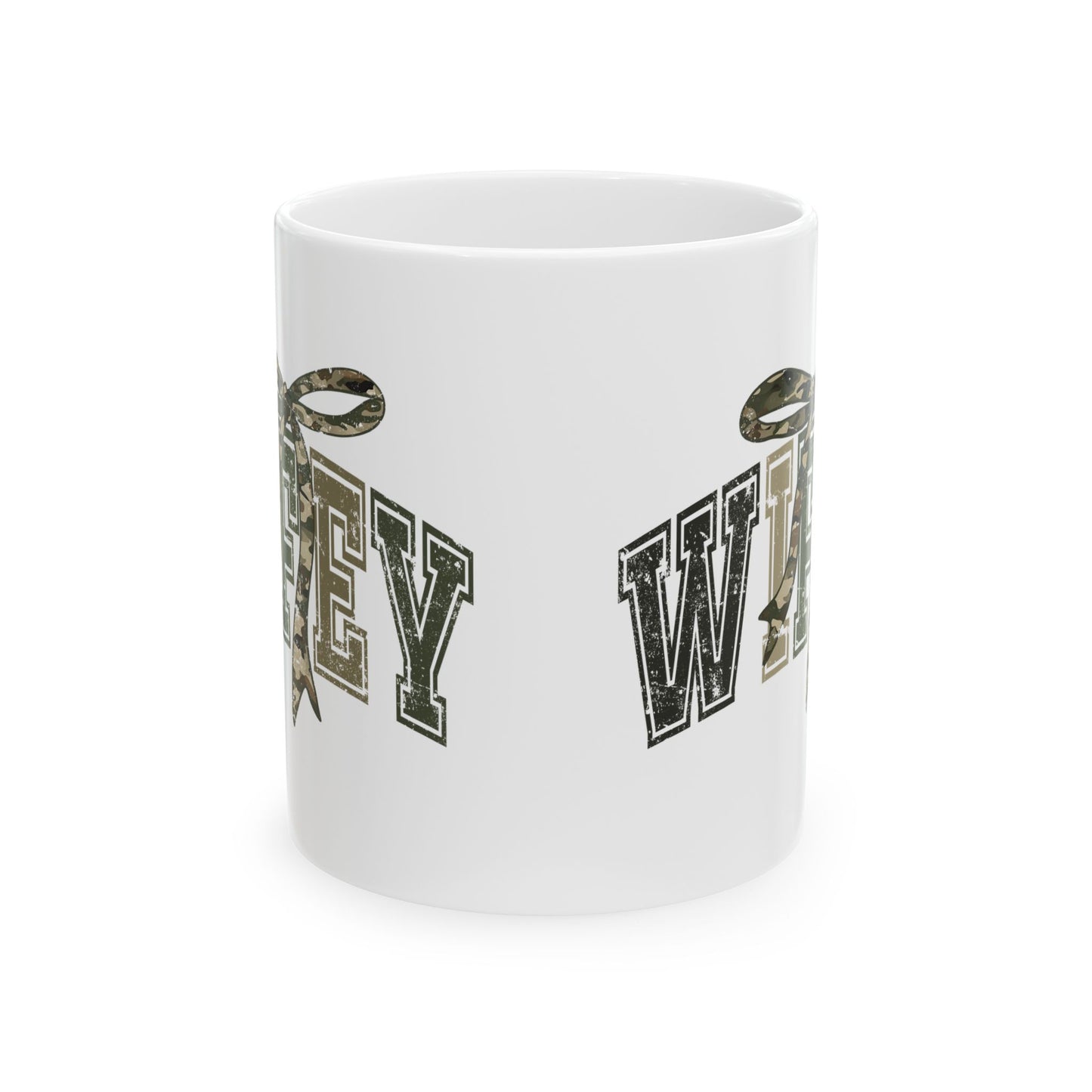 Wifey Mug with Camo Bow | Sister Wife Coffee Cup | Polyamory & ENM Lifestyle Mug | Cozy Ceramic Mug | Gift for Wives
