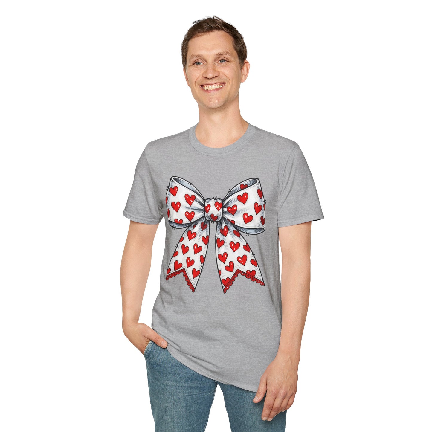 Valentine's Day Red Coquette Bow Shirt – Flirty Valentine Bow T-Shirt, Polyamory ENM Non-Monogamy Symbol Tee, Unisex Gildan 64000