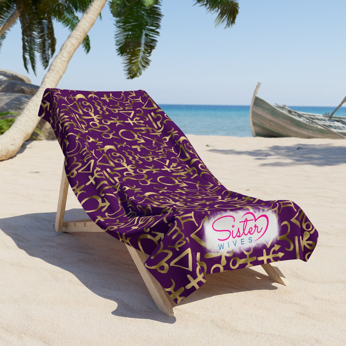 Celestial Zodiac Polyamory Beach Towel | ENM & Non-Monogamy Friendly Astrology, Zodiac & Magical Aesthetic Pool Towel