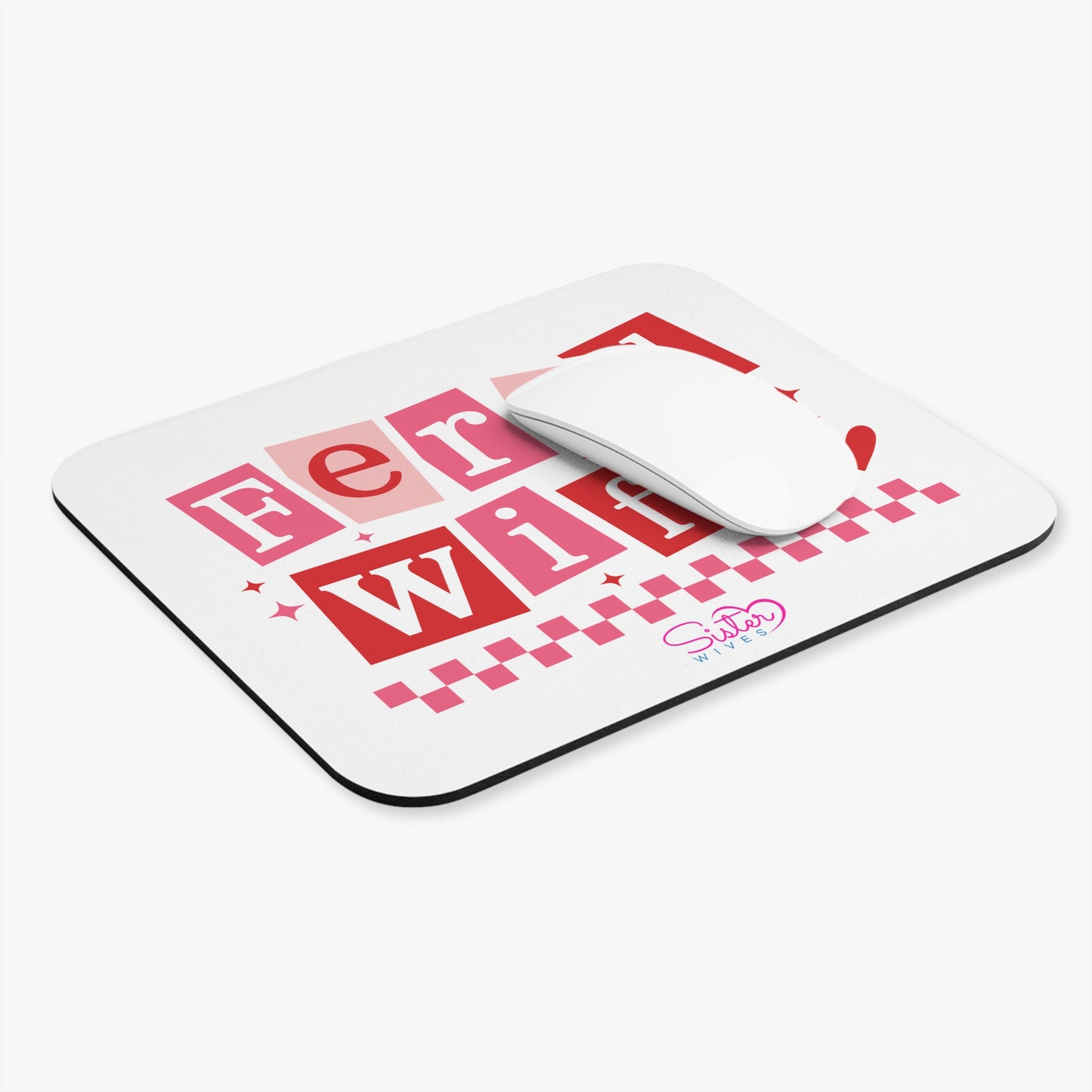 Pink Hearts Funny Mouse Pad – “Feral Wife” Desk Mat | Bold Sassy Office Decor