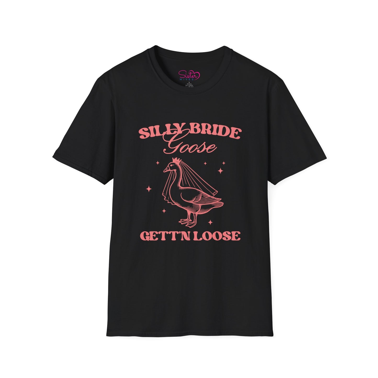 Silly Bride Goose Gettin Loose Shirt – Funny Bachelorette Party Tee, Bride Humor Wedding Shirt, Poly-Friendly Unisex Gildan 64000