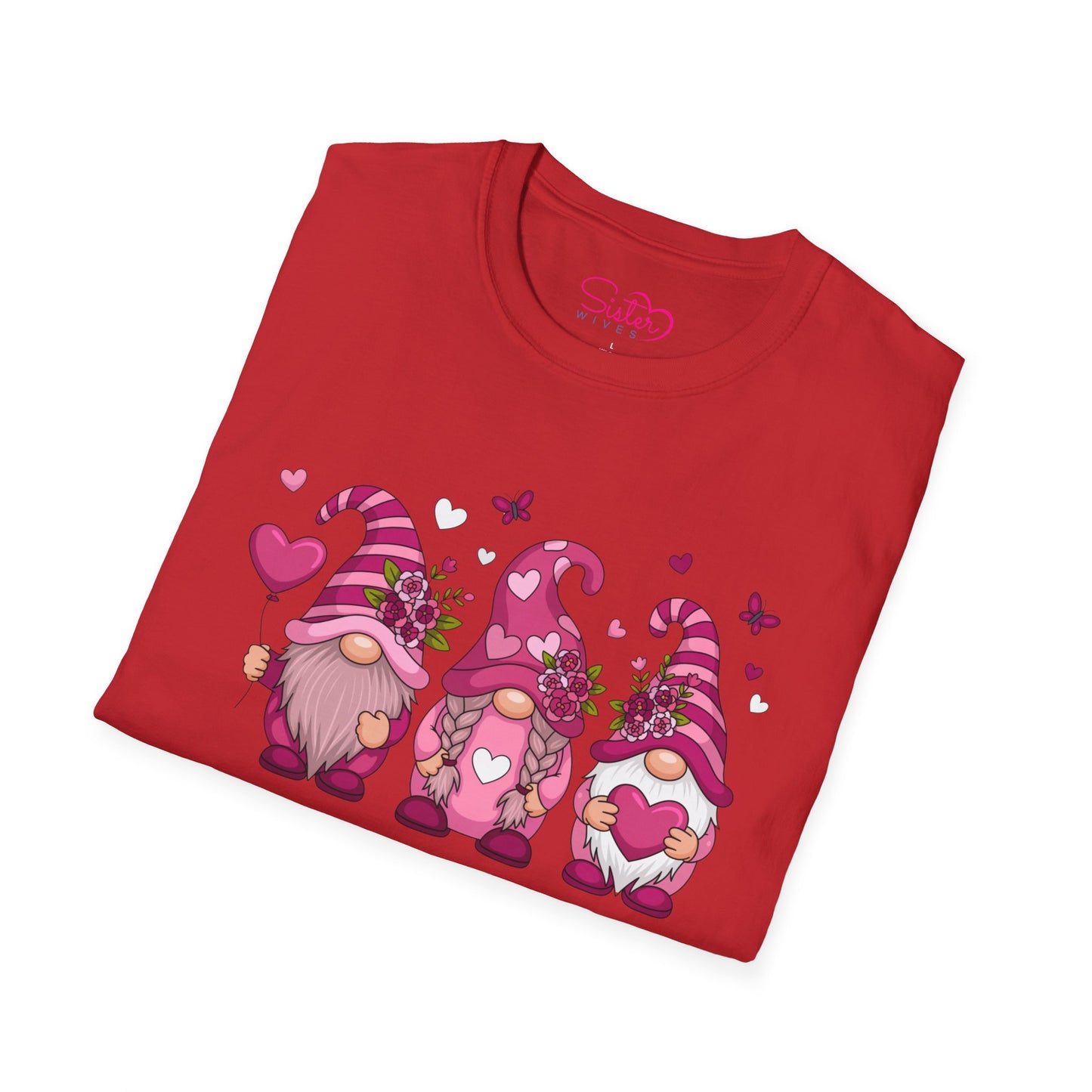 Throuple Gnome Love T-Shirt, Polyamory & ENM Graphic Tee, Cute Valentine Gnomes, Swinger & Chosen Family Shirt