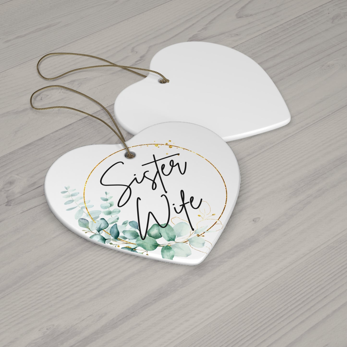 Sister Wife Floral Ceramic Ornament, Personalized Holiday Decor, Family Gift, Christmas Decoration, Home Ornament