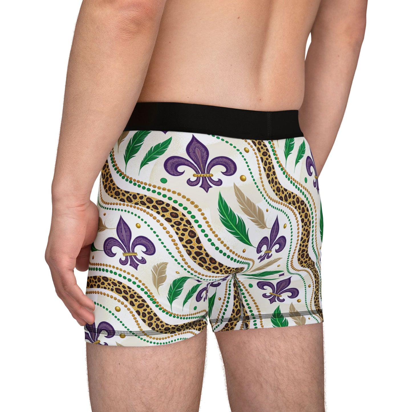 Mardi Gras Cheetah Print Men’s Boxer Briefs | Polyamory ENM Pride Underwear, Matching Couples Underwear