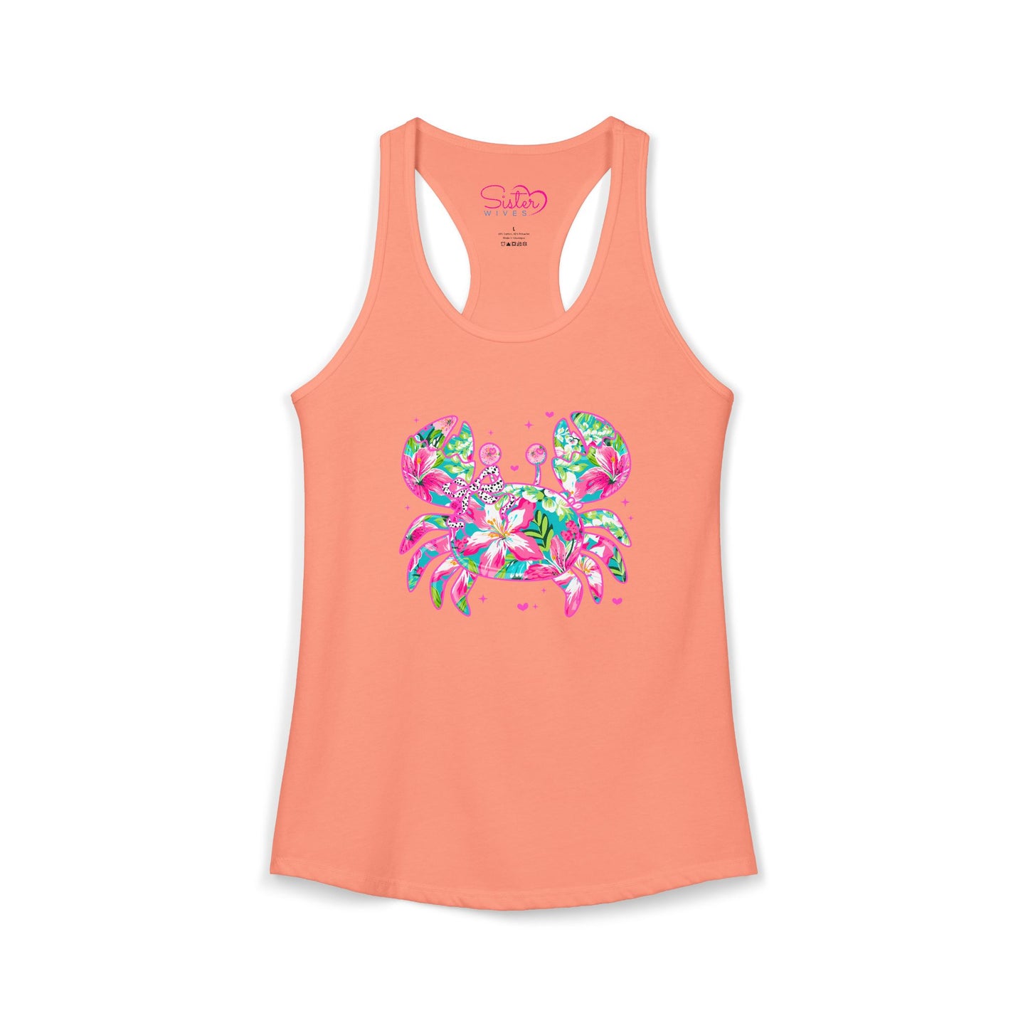 Floral Crab Racerback Tank – Cute Beach Tank Top | Coastal Summer Shirt | Tropical Ocean Graphic Tank