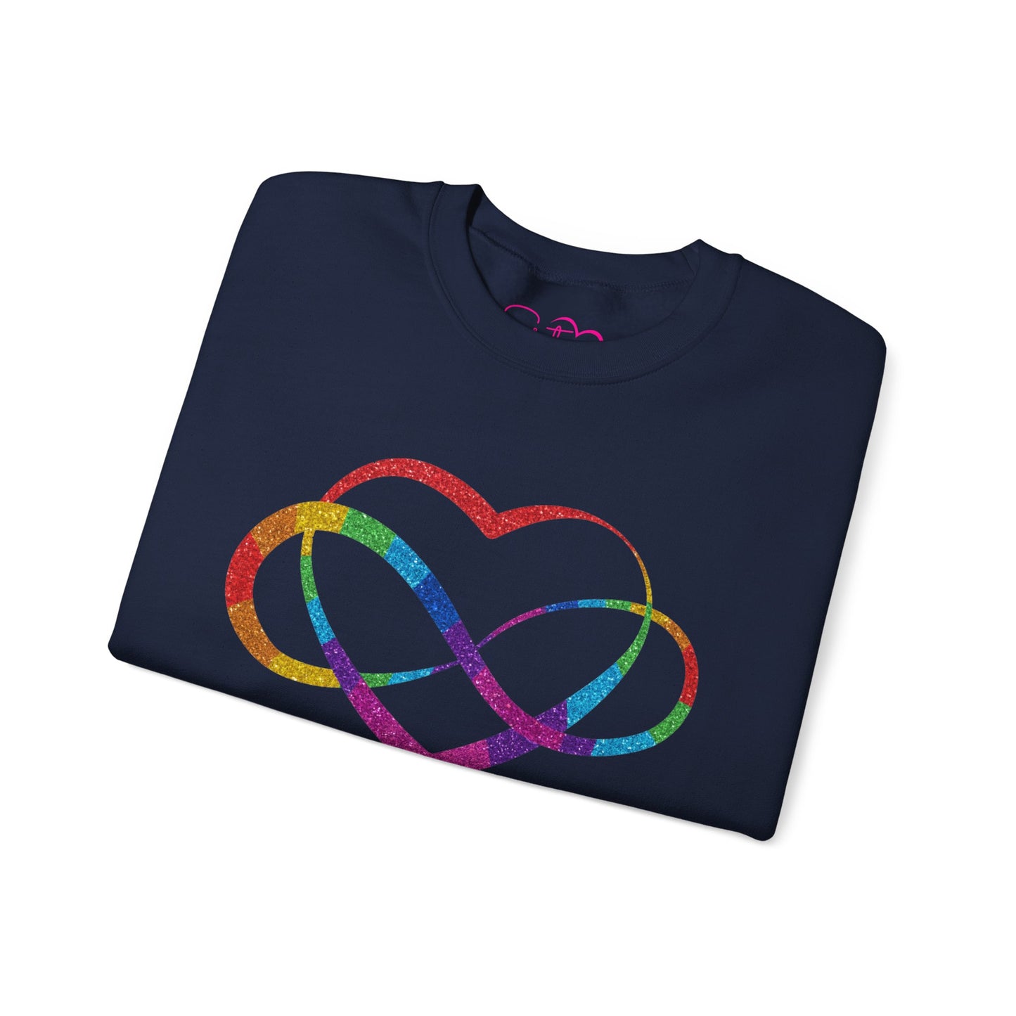 Infinity Heart Crewneck Sweatshirt | Polyamory & ENM Symbol Pullover | LGBTQ+ Inclusive Chosen Family Apparel | Cozy Pride Sweatshirt