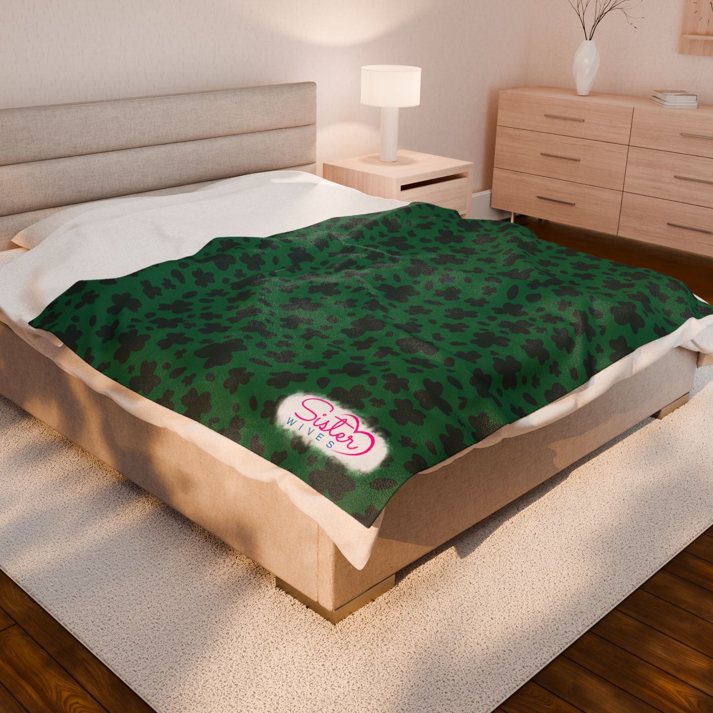 Leopard Print Shamrock Throw Blanket St. Patty’s Day Home Decor Polyamory Sisterwives ENM Friendly Home Decor | Swinger Lifestyle Cozy Blanket