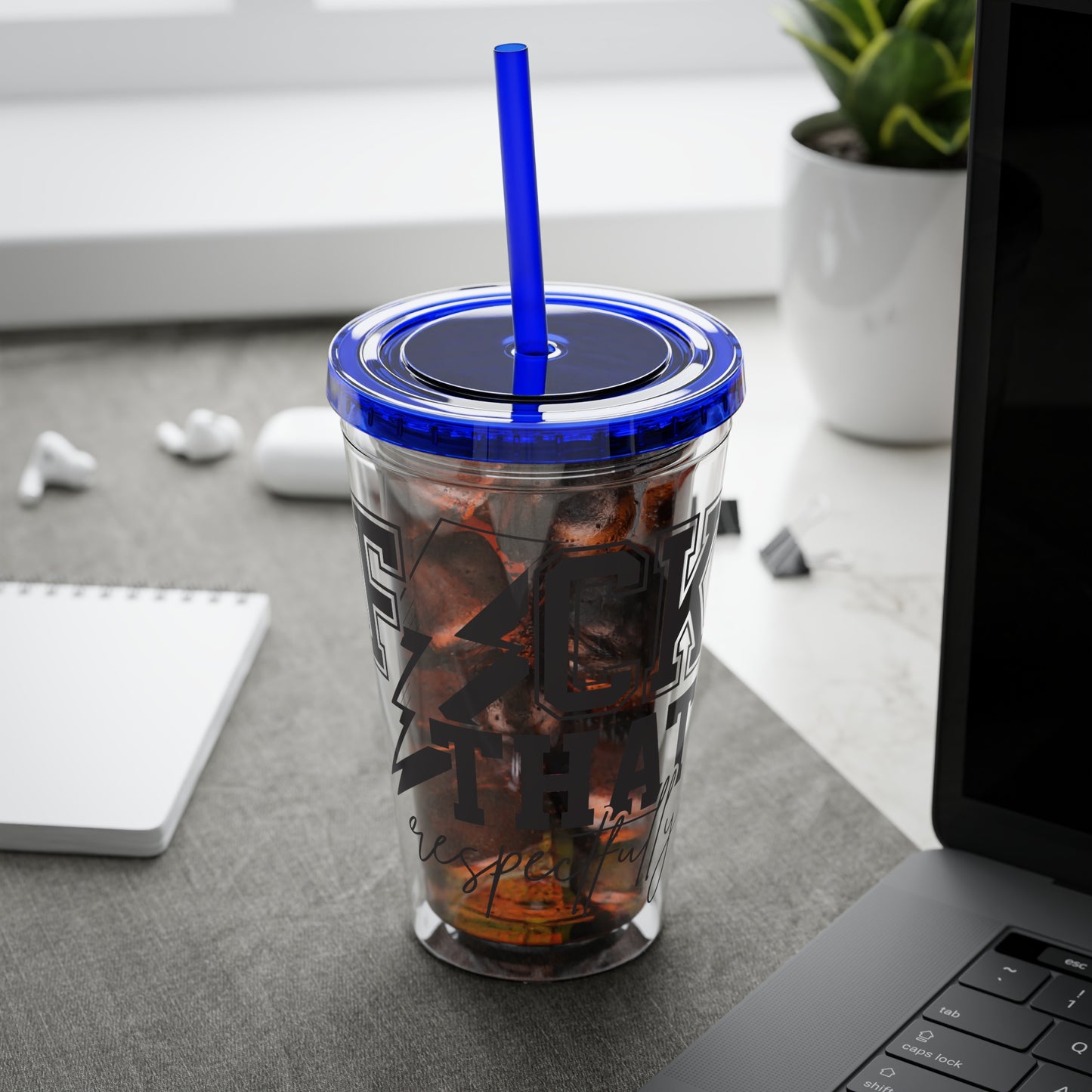 Fuck That, Respectfully” 16oz Sunsplash Tumbler | Funny Sarcastic Humor Cup | Sassy Attitude Drinkware | Bold Statement Travel Tumbler | Snarky Gift