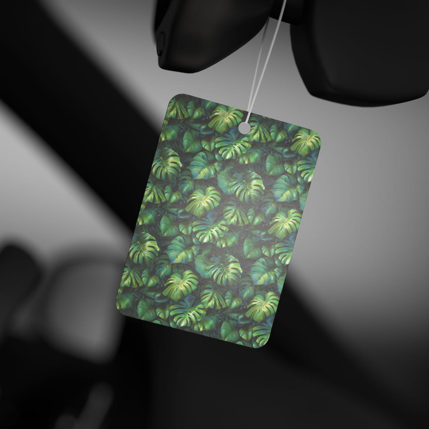 Tropical Leaf Car Air Freshener – Green Jungle Aesthetic Hanging Diffuser | Pine, New Car & Black Ice Scents