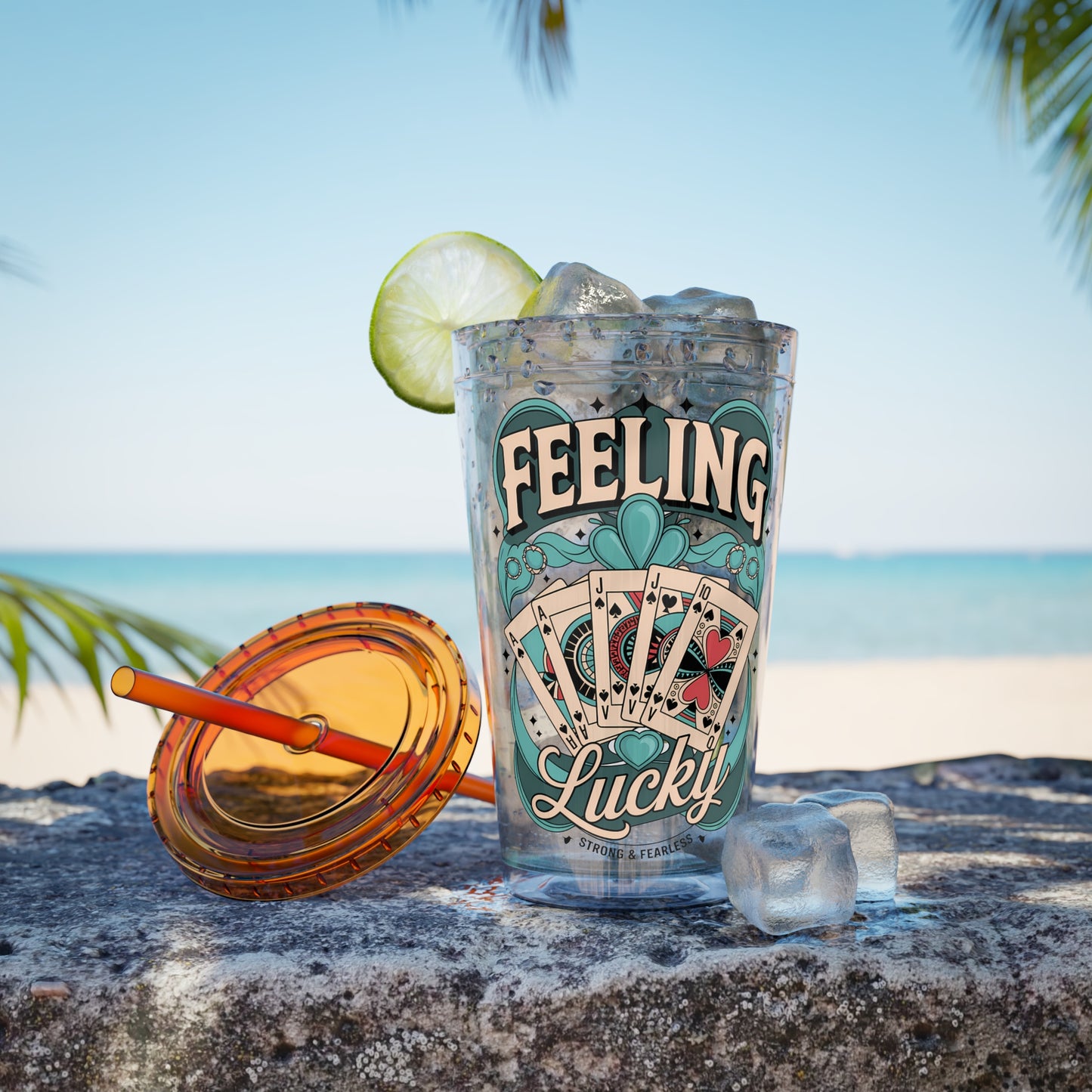 Feeling Lucky? Swinger Lifestyle 16oz Sunsplash Tumbler | Polyamory Pride Cup | ENM Drinkware | Ethical Non-Monogamy Gift | Open Relationship Aesthetic | Lifestyle Party Travel Cup