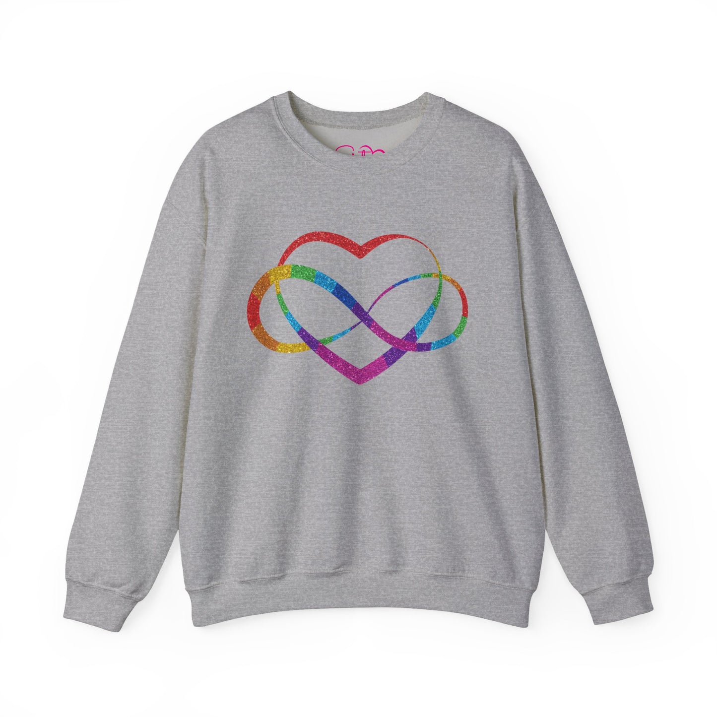 Infinity Heart Crewneck Sweatshirt | Polyamory & ENM Symbol Pullover | LGBTQ+ Inclusive Chosen Family Apparel | Cozy Pride Sweatshirt