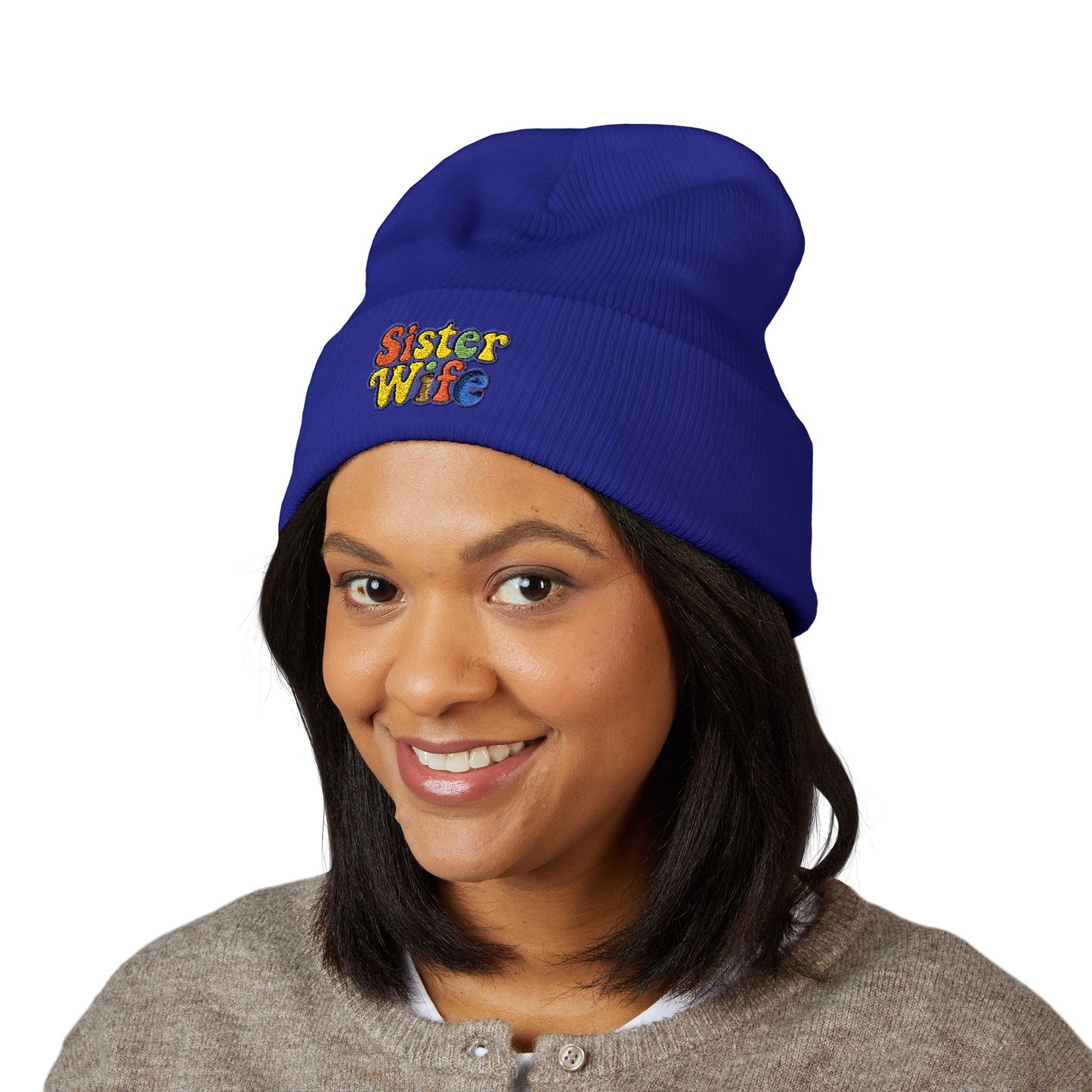 Embroidered Sister Wife Beanie || Cozy Winter Hat || Perfect Gift for Her || Unique Birthday Present || Warm Knit Cap