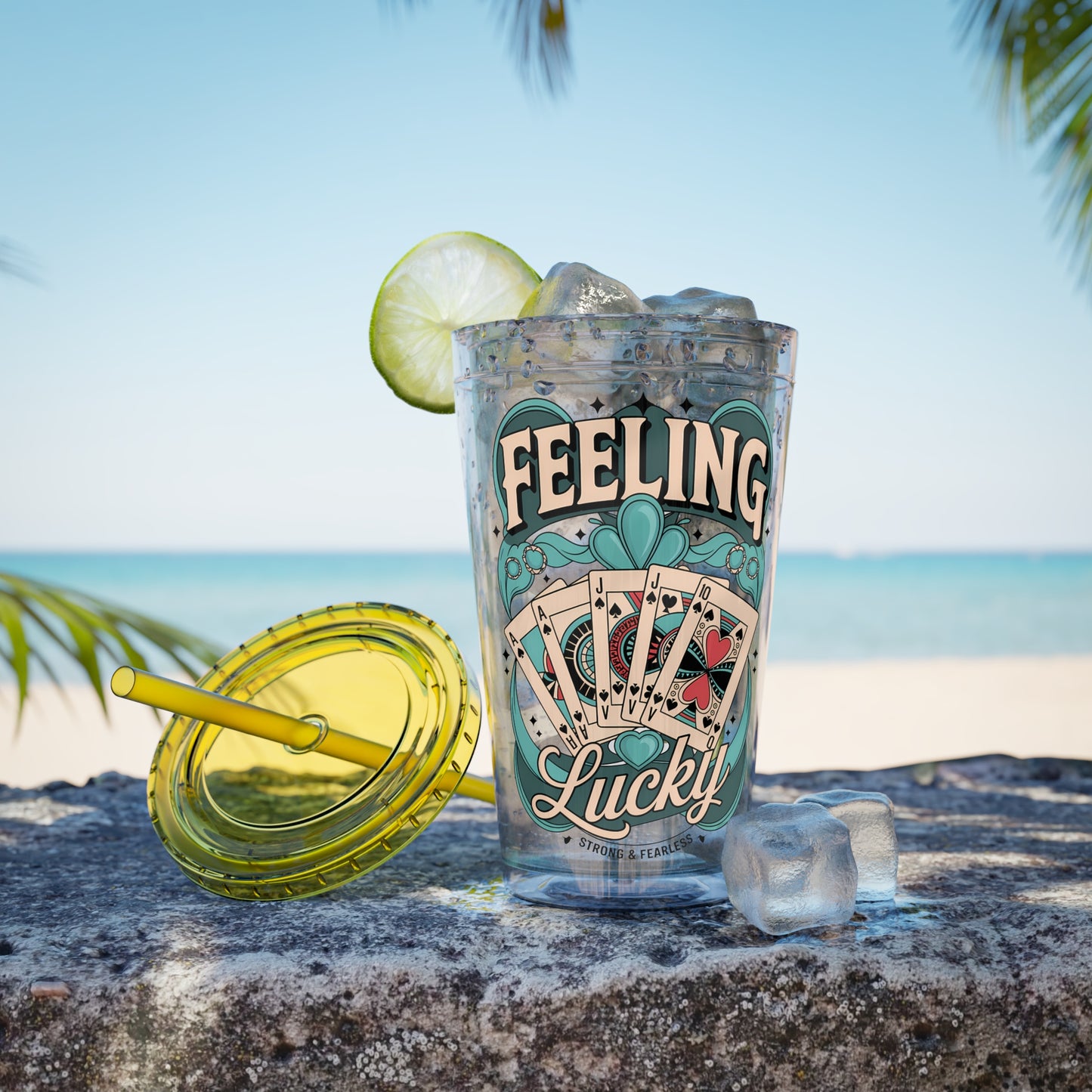 Feeling Lucky? Swinger Lifestyle 16oz Sunsplash Tumbler | Polyamory Pride Cup | ENM Drinkware | Ethical Non-Monogamy Gift | Open Relationship Aesthetic | Lifestyle Party Travel Cup